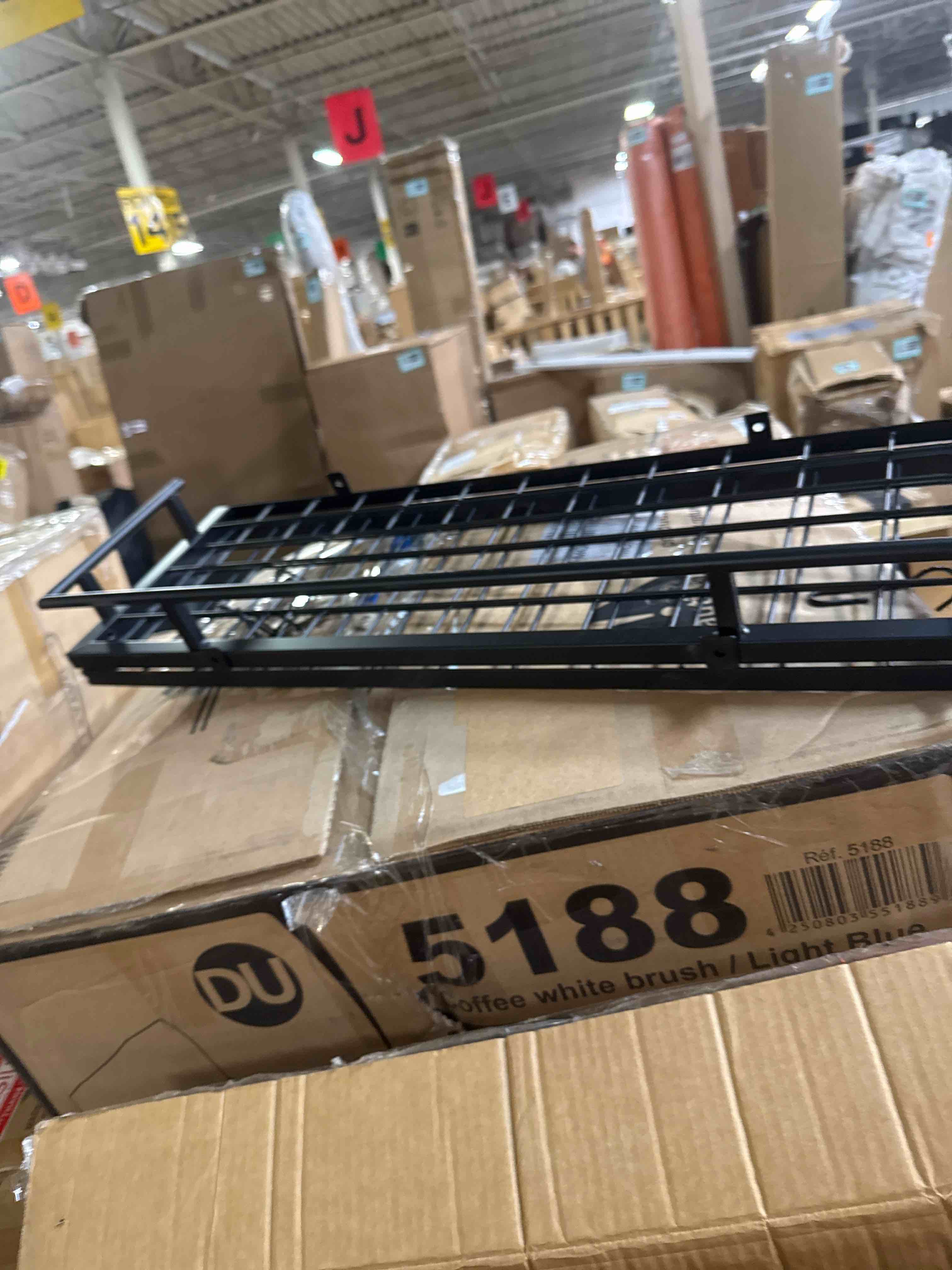 Condition photo showing Good Condition for garage wall shelves, 46"x12.5" garage shelving wall mounted, heavy duty shelf storage rack with 4 hooks, black organizer floating metal shelf 160 lbs capacity for office, basement, laundry room a-1 pack