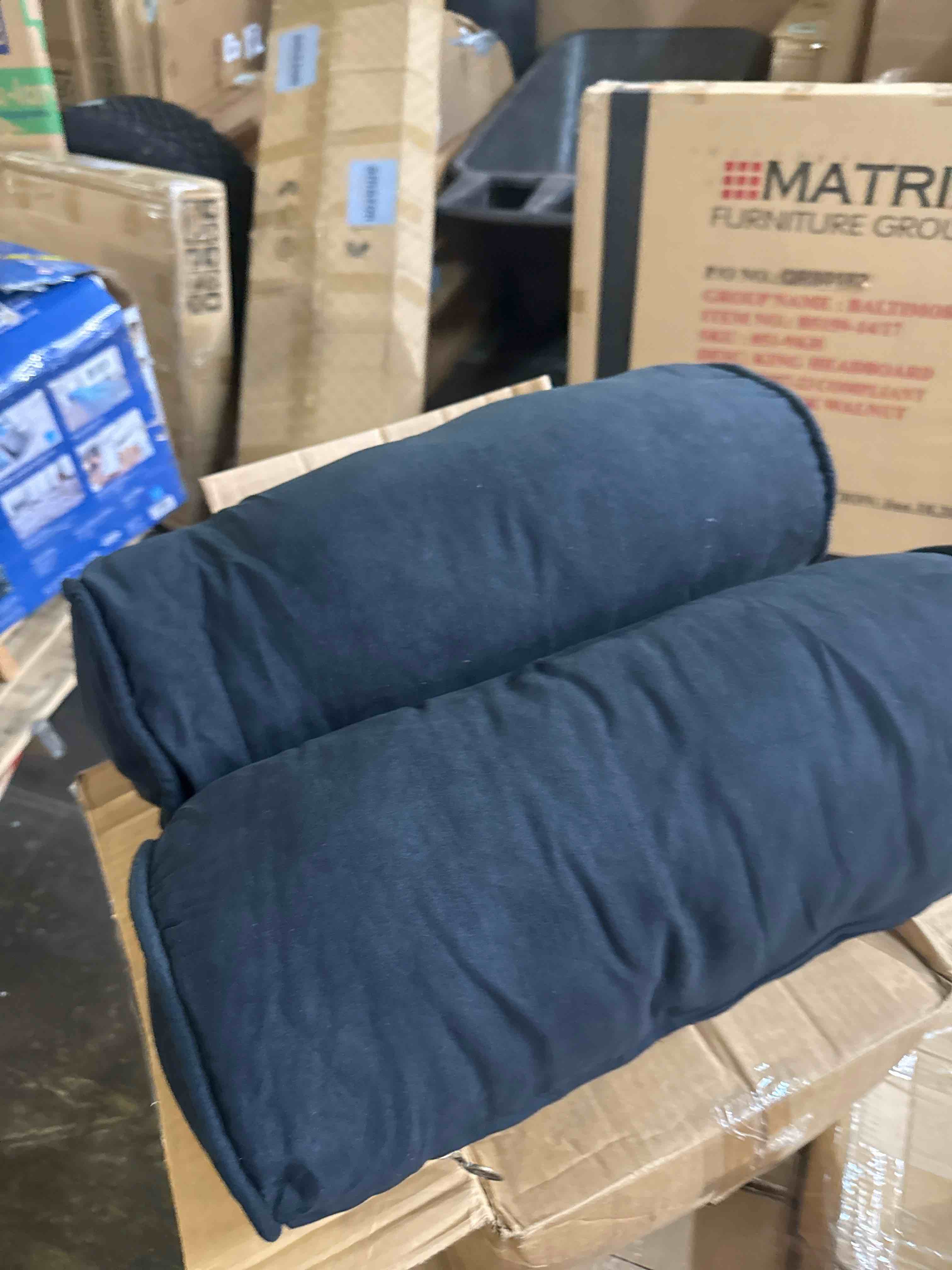 Condition photo showing New/Like New for blazing needles corded twill bolster pillows (set of 2), 20" x 8", black, 2 count