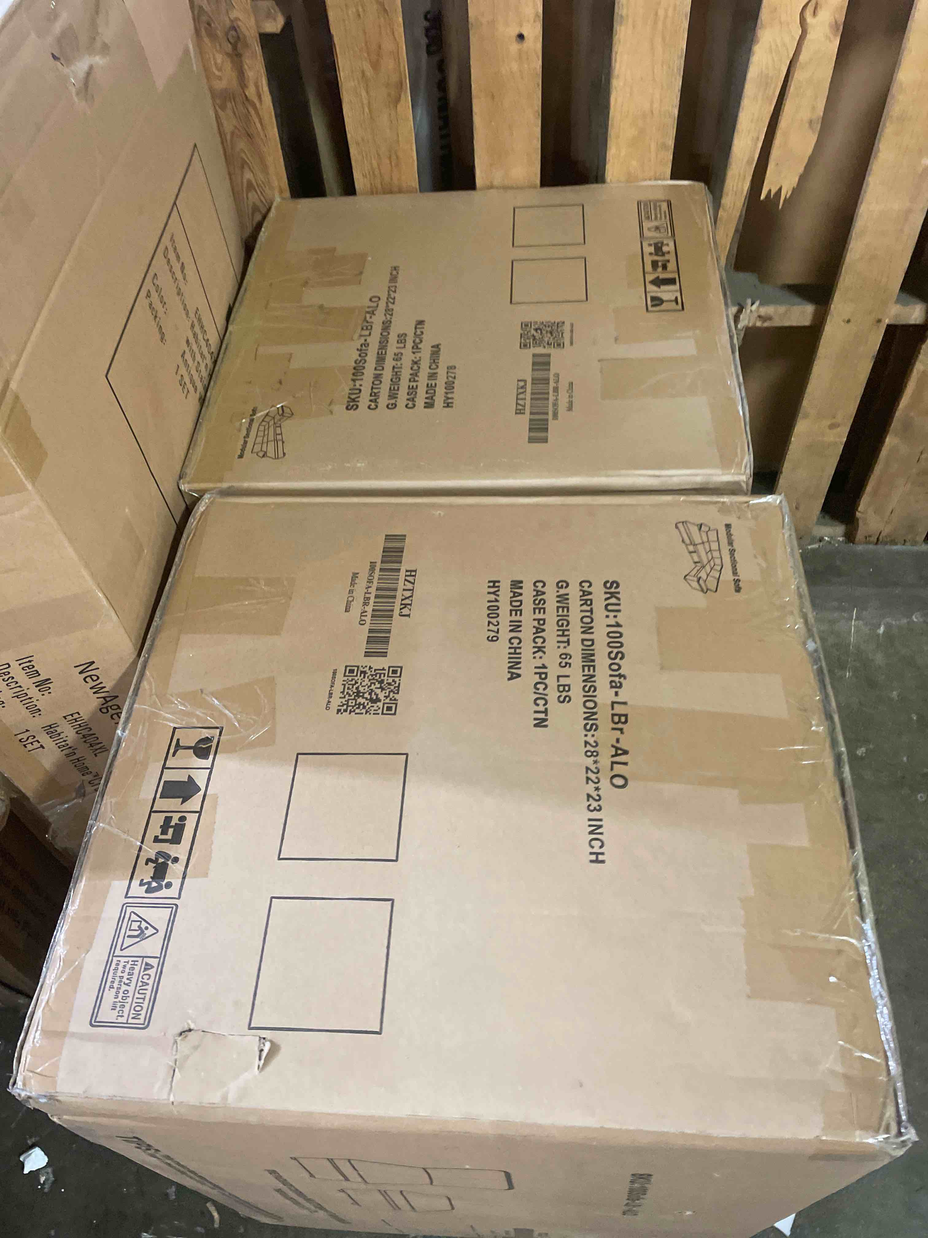 Condition photo showing Good Condition for huatean home 100" oversized sleeper sofa couch, 2 in 1 pullout couch bed with side pockets for living room, sectional sleeper sofa bed with double storage chaise, (set of 2 armless chairs only light brown)