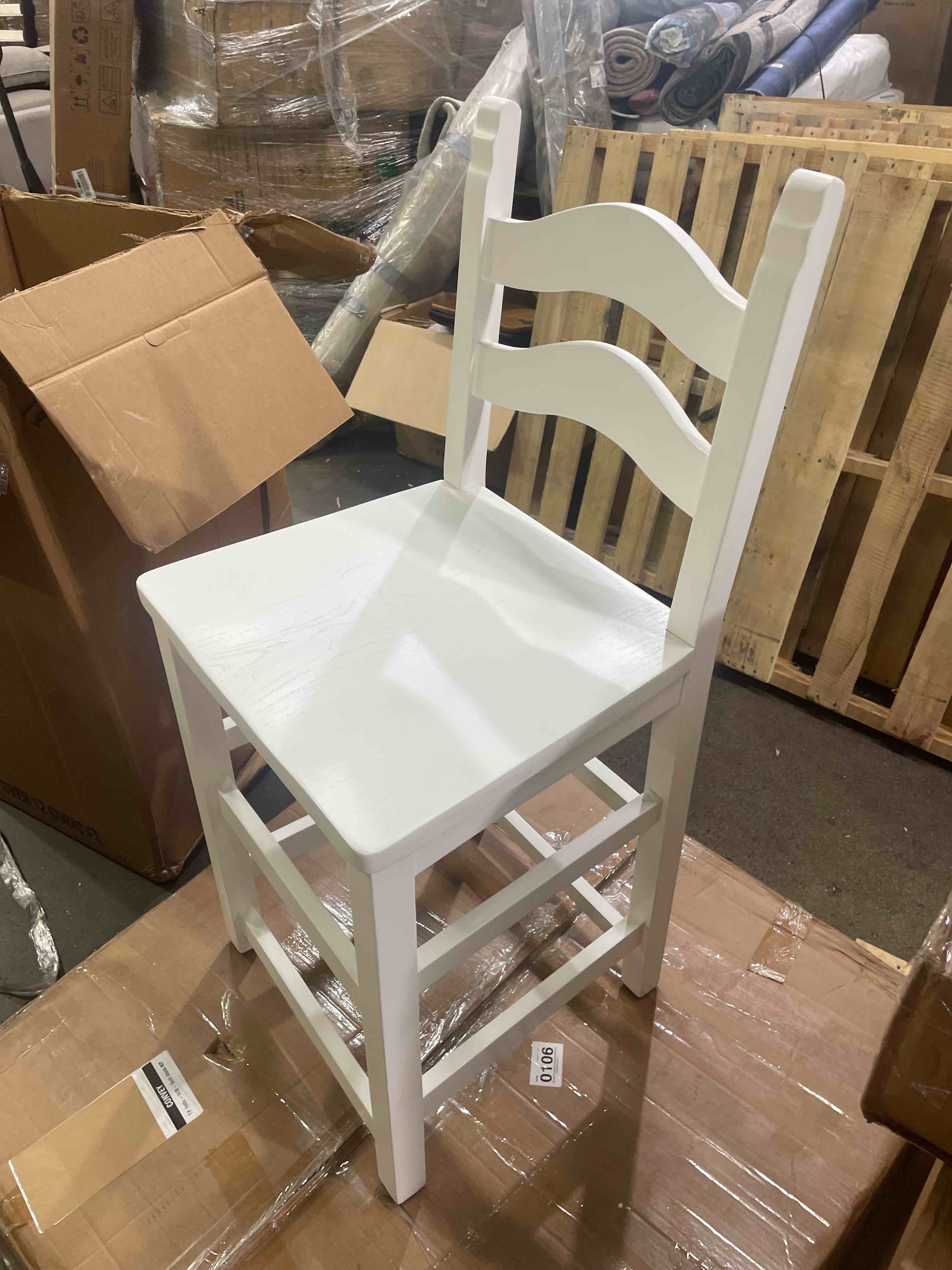 Condition photo showing New/Like New for linon kayla white fully assembled 24 inch seat height counter stools