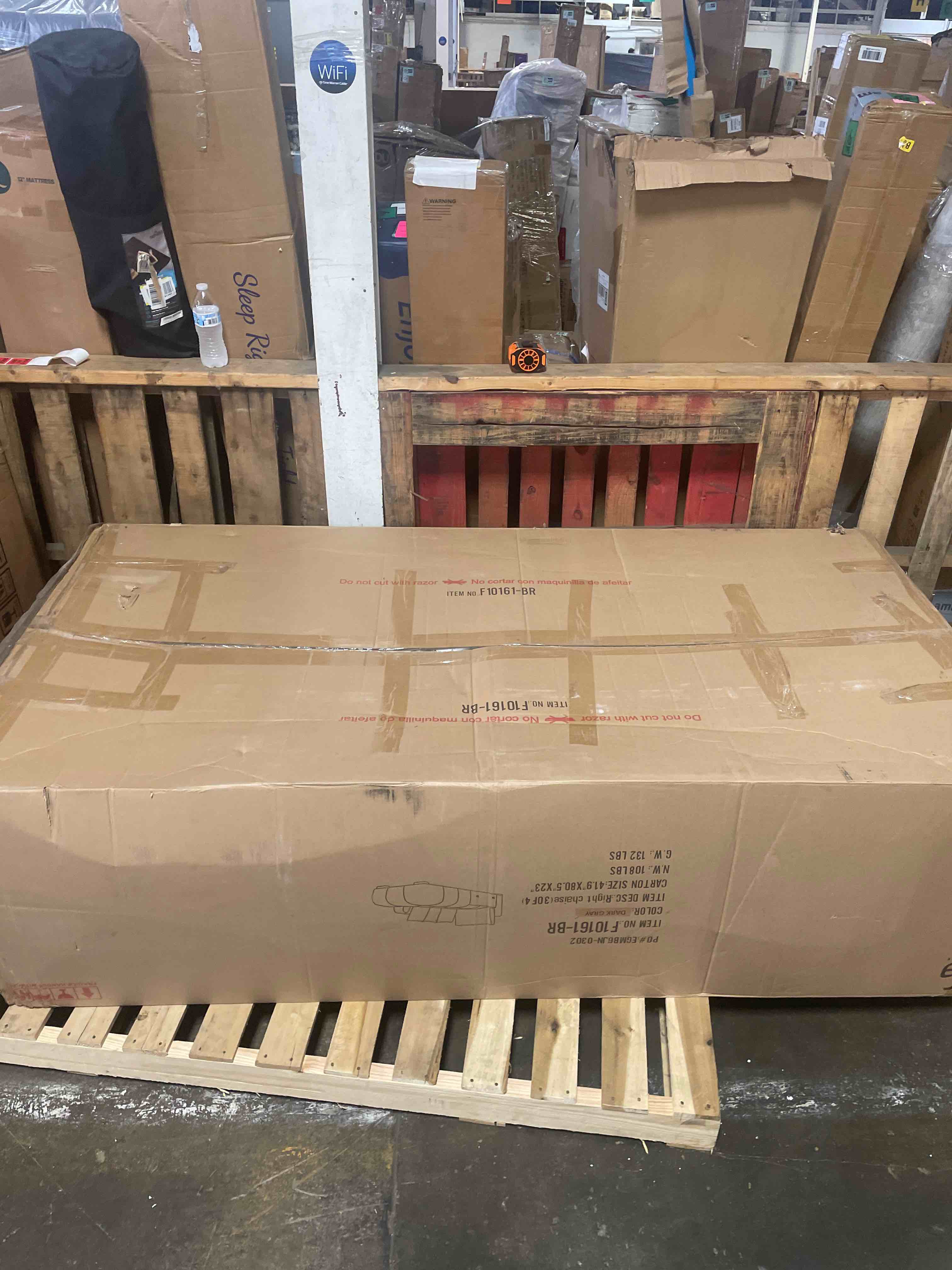 Condition photo showing As Is for oversized deep modular sectional sofa, cloud couch l shaped with chaise ottoman, breathable linen fabric sectional couches for living room/bedroom/apartment, simple assembly, gray (only chaise)