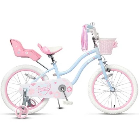 glerc petal girls bike, 12-18 inch kids bike for ages 2-9 years old children, princess style kids bicycle with training wheels & basket & streamers, multiple colors blue 18 inch (used)