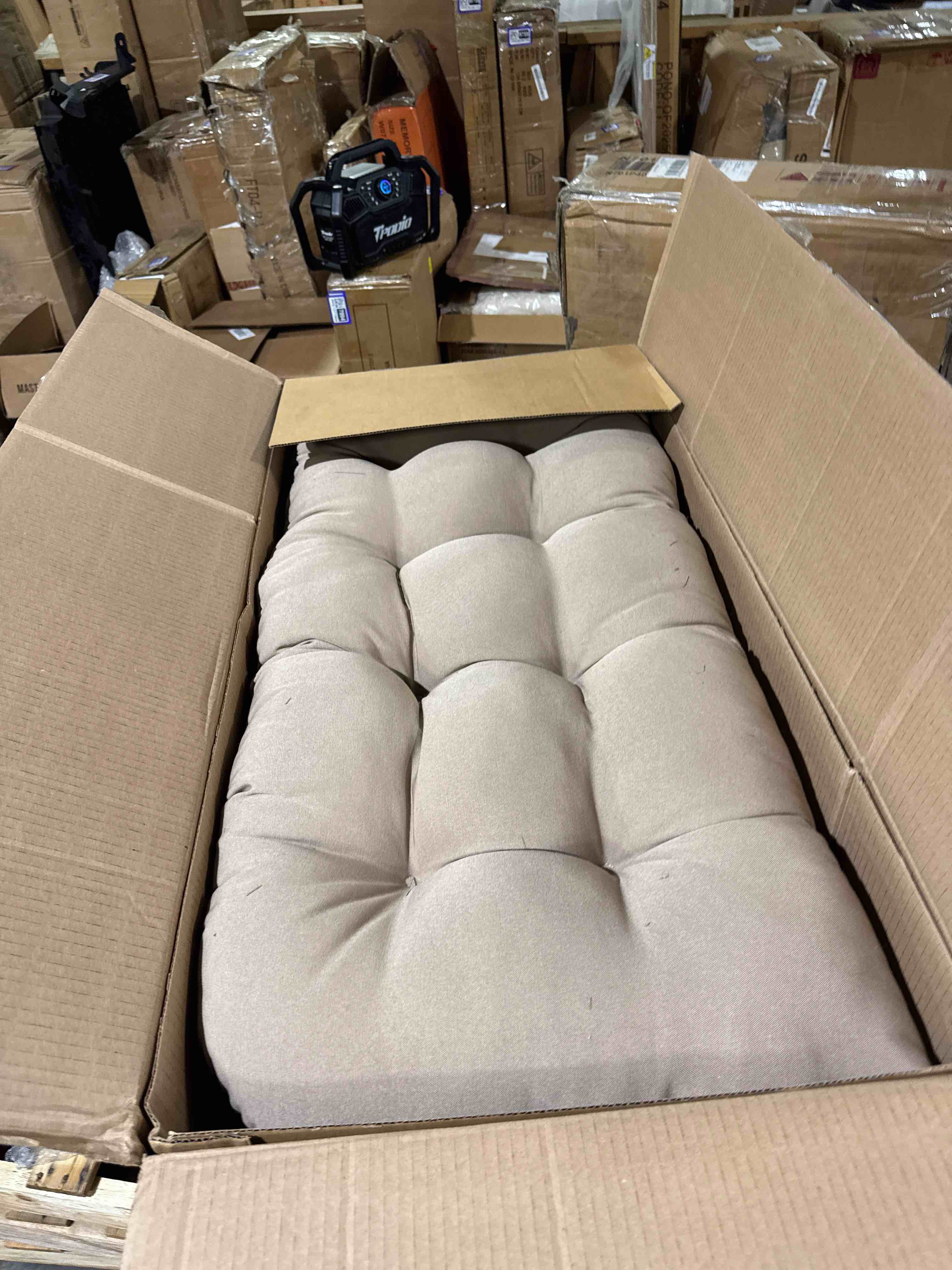 Condition photo showing New/Like New for 2 outdoor bench cushion, tufted 44x22x4 inch loveseat pad for patio furniture wicker chair garden swing porch sofa, indoor outside use, fade-resistant & waterproof, taupe taupe 44x22x4"