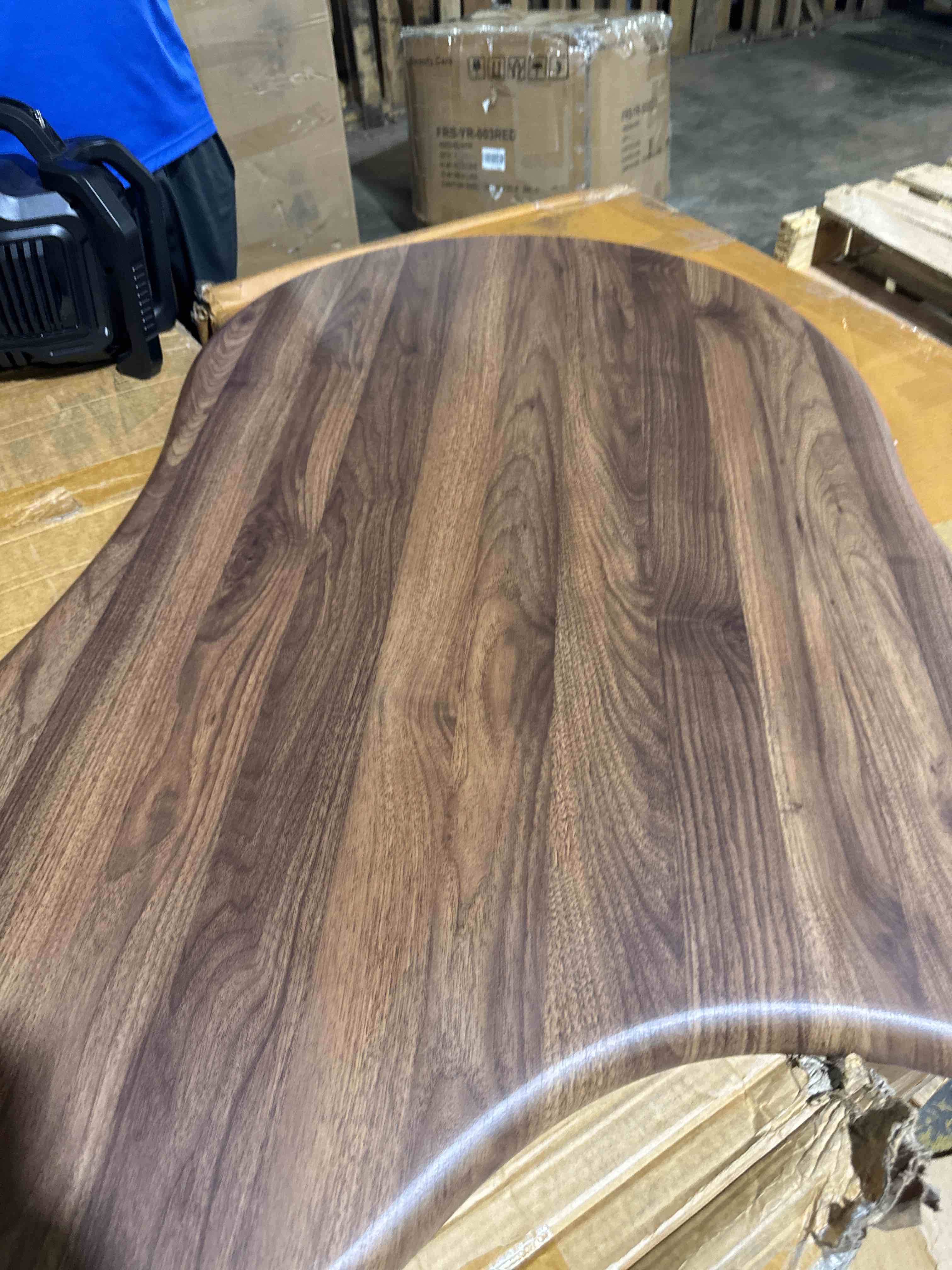 Condition photo showing New/Like New for 48.43" modern cloud coffee table with 4 cute drum legs brown tea center table solid wood coffee tables for living room bedroom small space, easy assembly, walnut) table top only)