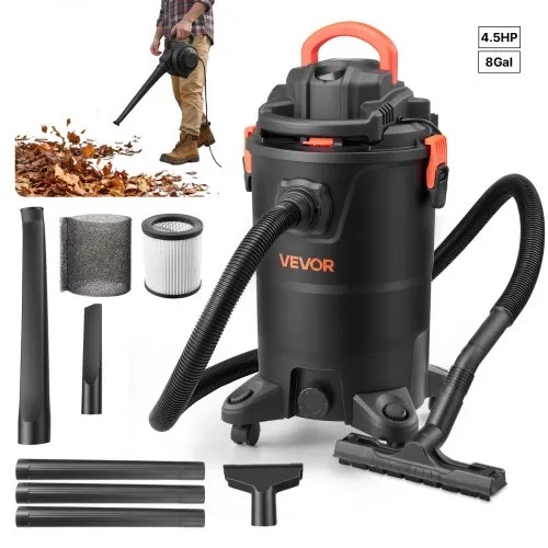 vevor 3-in-1 shop vac, 8 gallon wet dry shop vacuum, 4.5 peak hp portable vacuum cleaner with blower