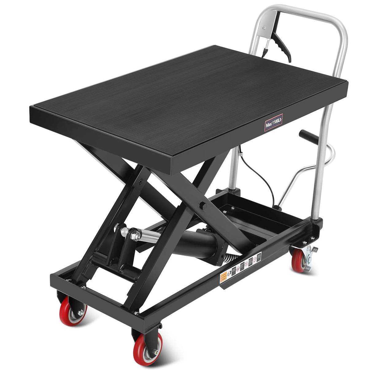 garvee 1100 lb hydraulic lift table cart, 32" max lift height, single-scissor platform
