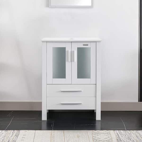24 in. w x 19.7 in. d x 32 in. h bath vanity in gray with waterproof mdf top