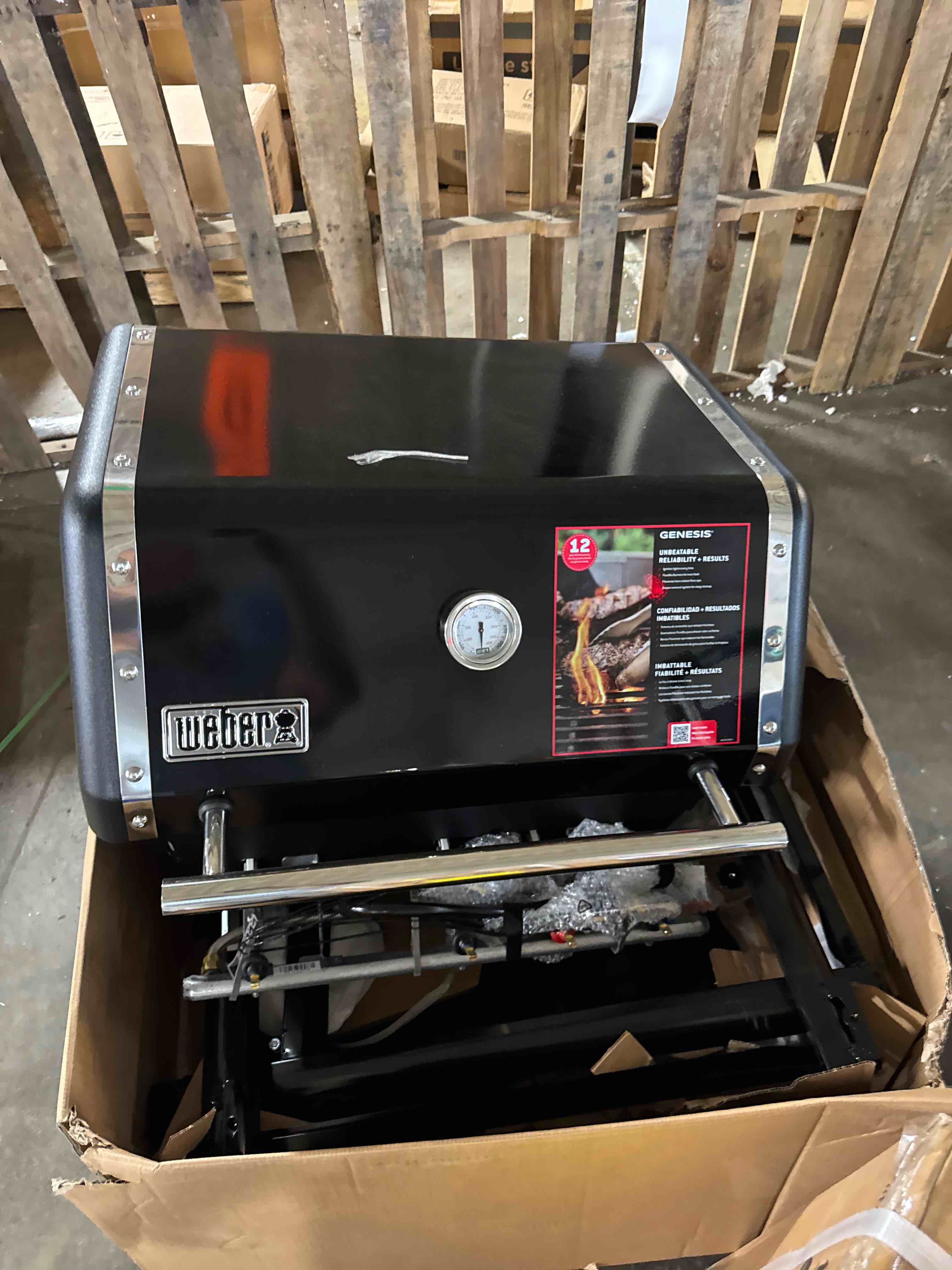 Condition photo showing As Is for weber genesis e-315 lp gas grill, black