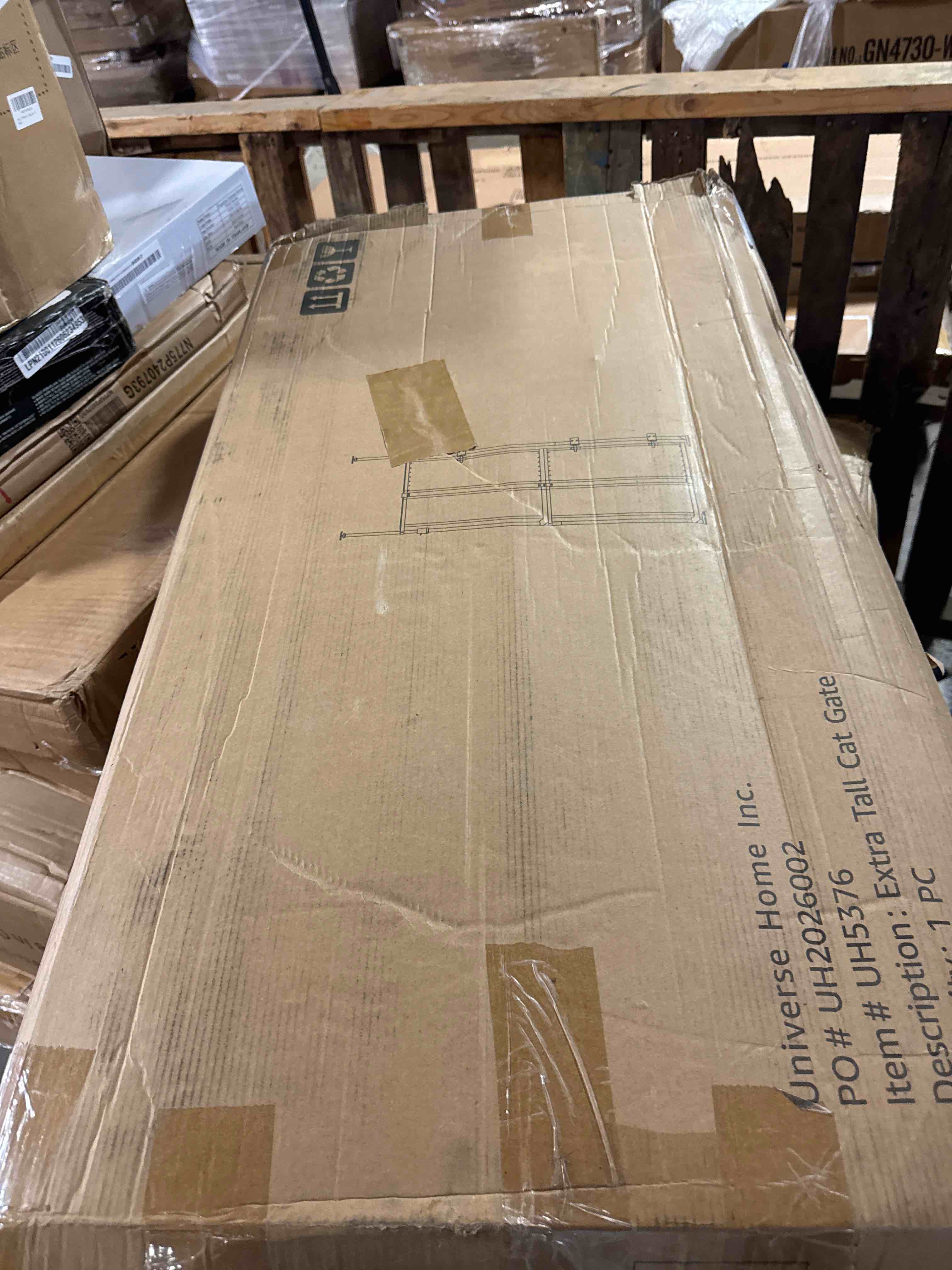 Condition photo showing New/Like New for ygp 75"-90.5" adjustable extra tall cat gate for doorways,1.3" narrow bar cat-proof pet gate, auto close no drill tall safety gate for stairs & hallway, indoor (transparent, 33.8-41.7")