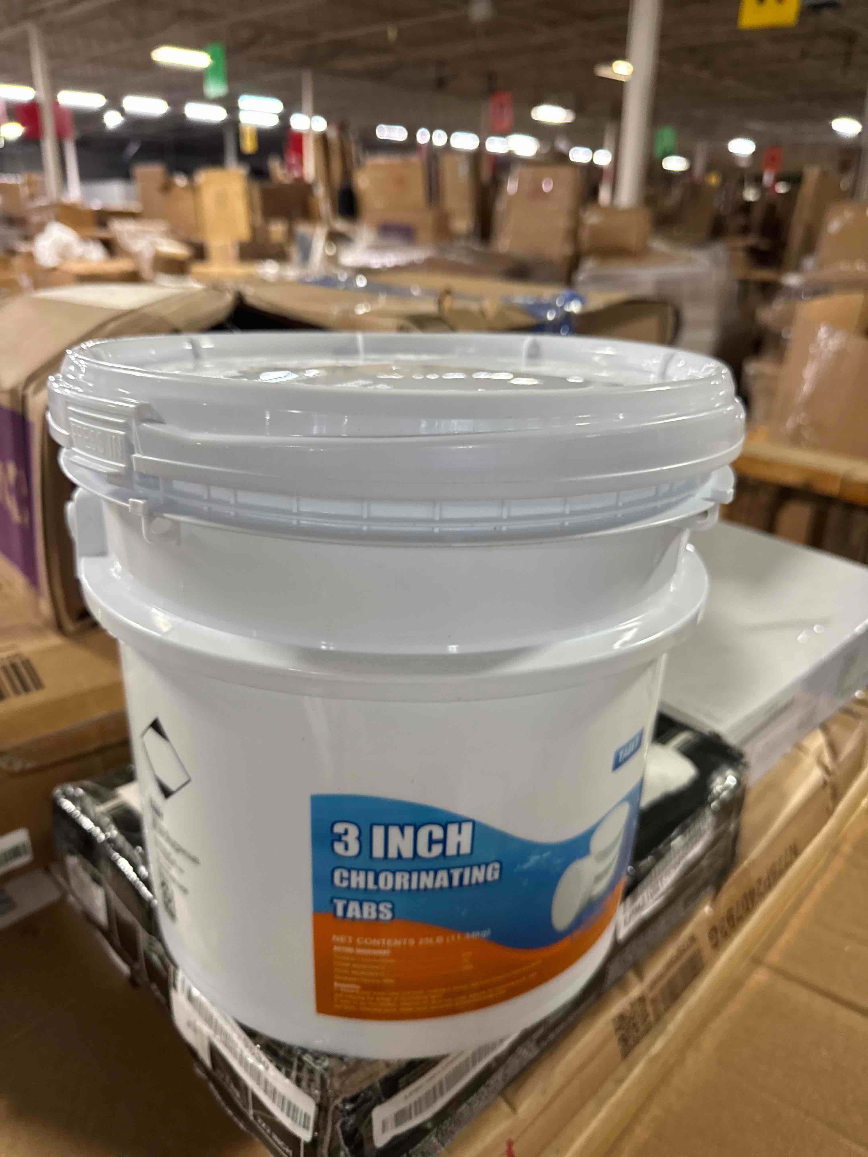 Condition photo showing New/Like New for chlorine tablets 3 inch 25lbs pounds, tabit swimming pool long lasting chlorinating tablets, slow dissolving, tri-chlor for swim pool, hot tubs, spa