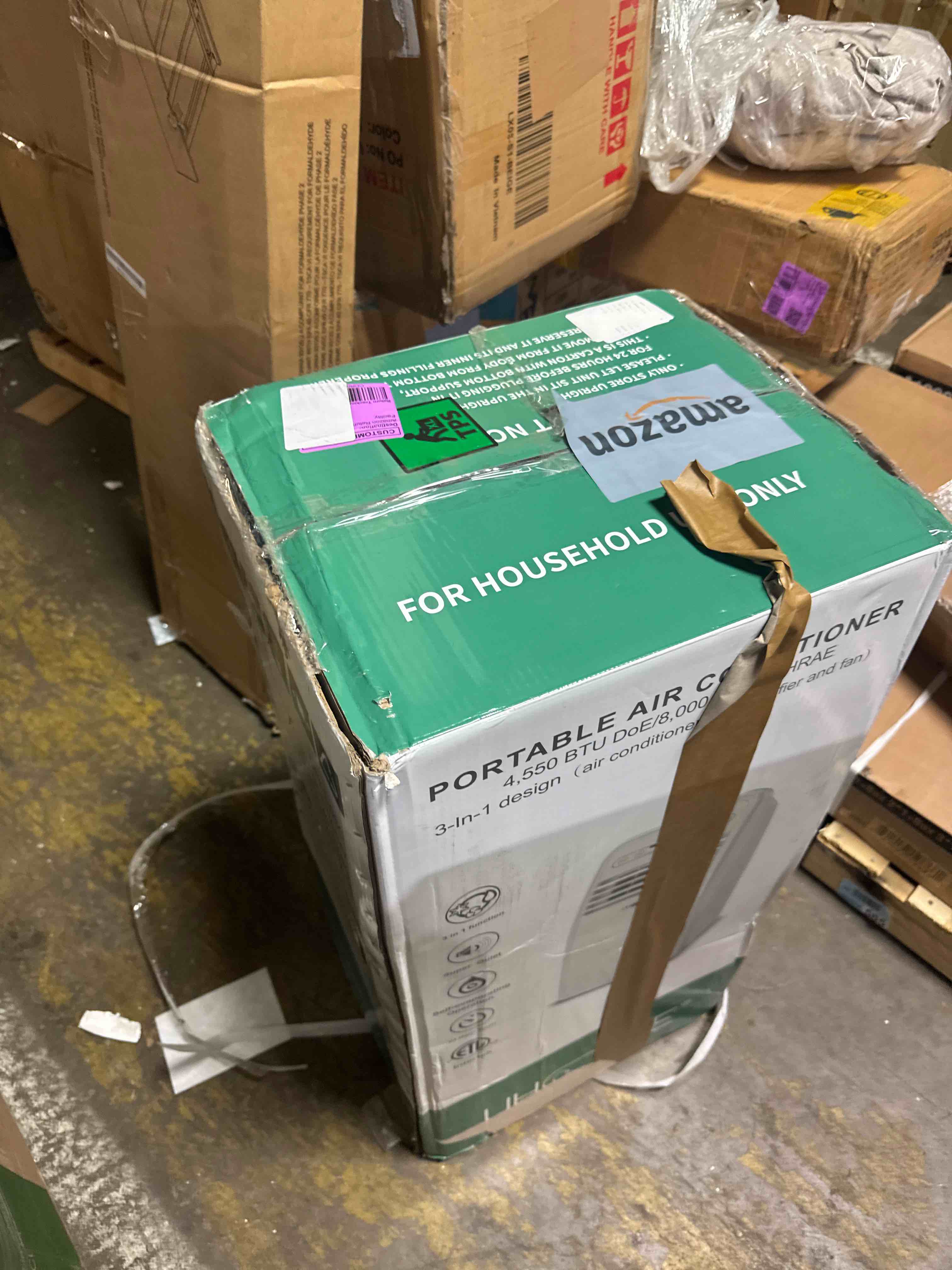 Condition photo showing Good Condition for uhome portable air conditioner, 8000 btu compact ac unit with cooling, dehumidifier, fan, remote control and window mount kit included, white
