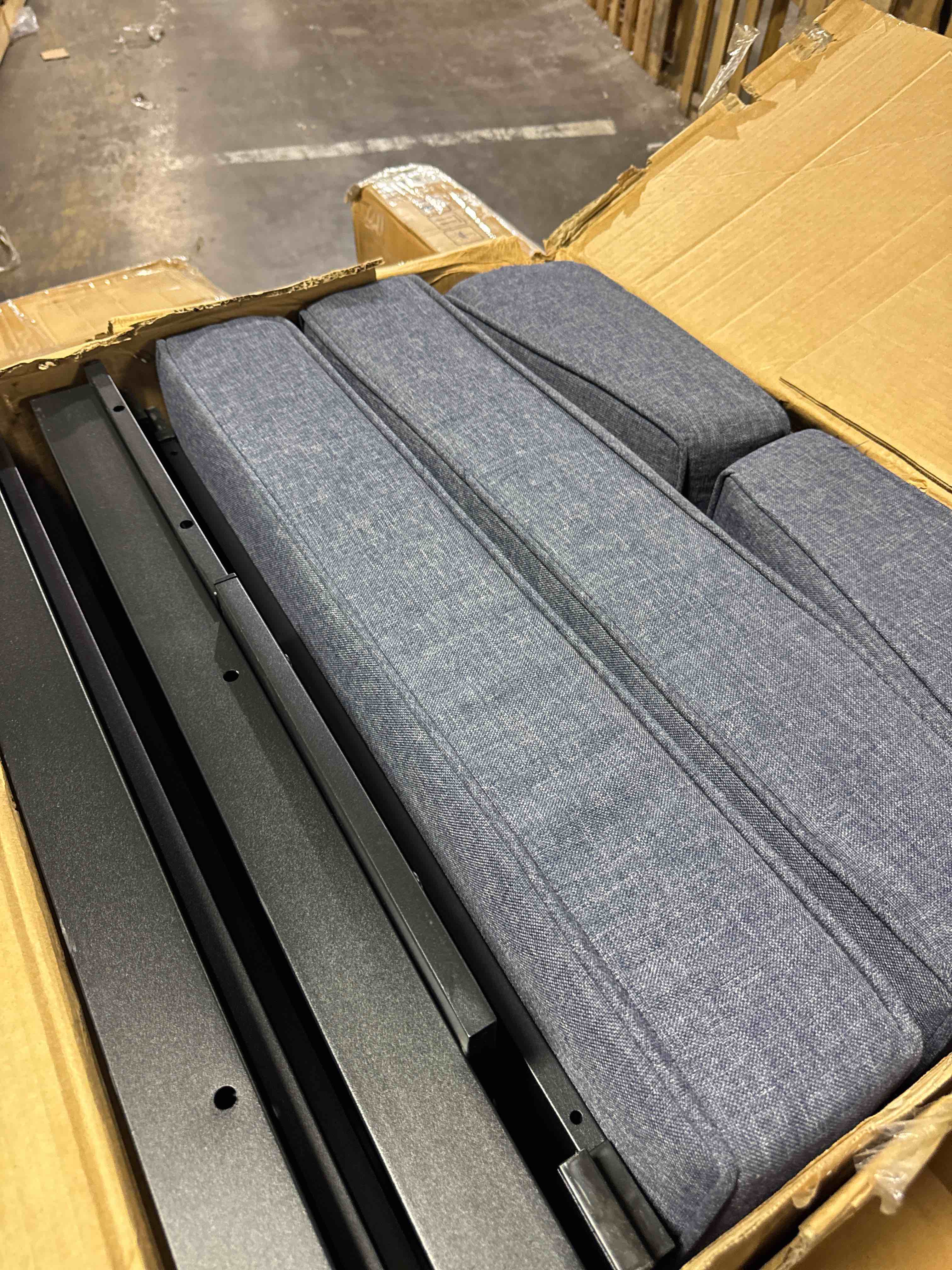 Condition photo showing Good Condition for layinsun large aluminum patio furniture set, 9 pieces modern outdoor conversation set sectional metal sofa set with olefin cushion(on 2 seats with cushions) (see pics)