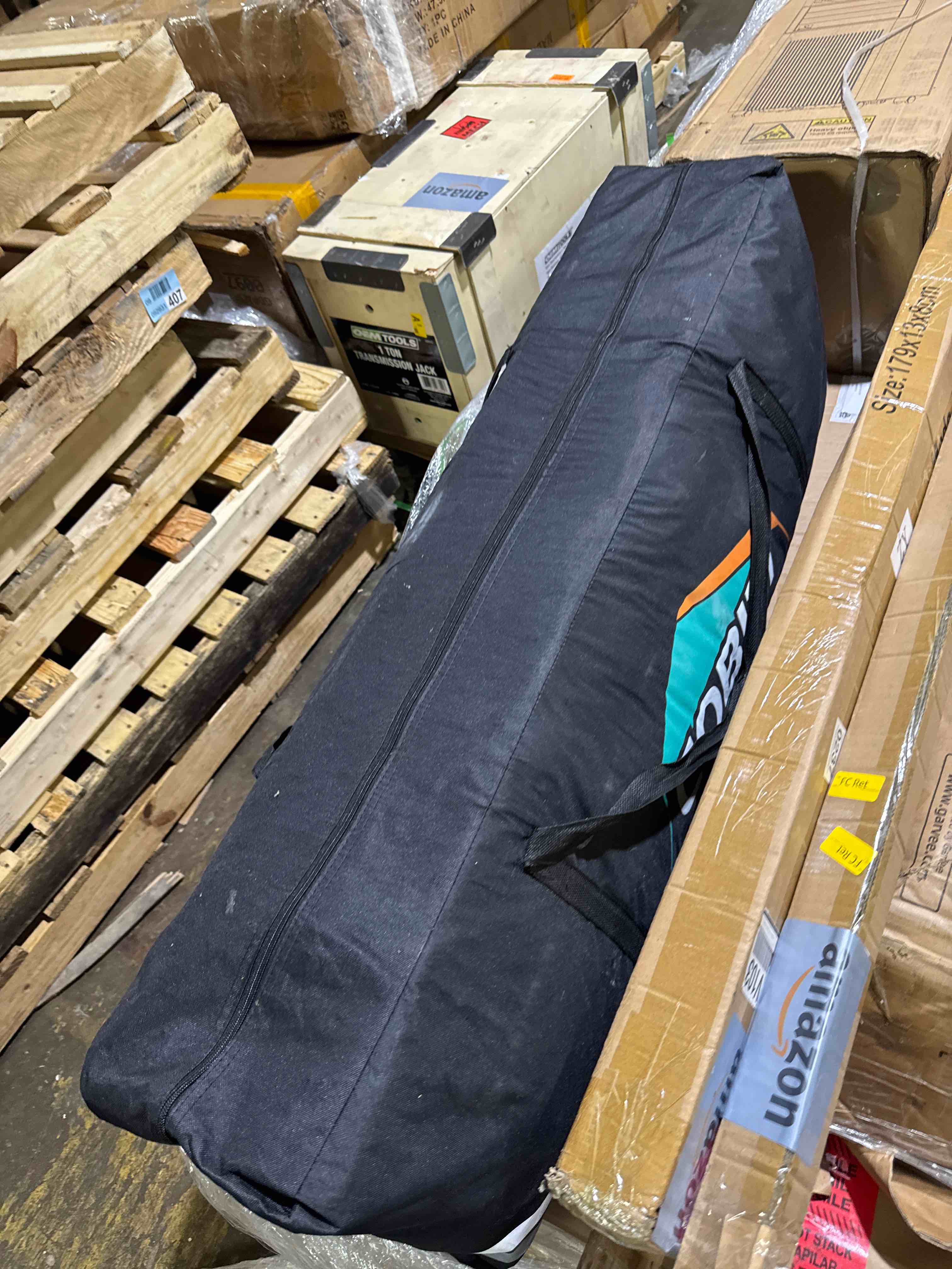 Condition photo showing As Is for eagle peak pop up canopy tent with wheeled carry bag, 8 stakes, 4 ropes, 4 weight bags, easy set up tent canopy, 10x10 ft, 100sqft of shade, blue blue 10x10(similar)