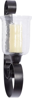 deco 79 metal scroll handmade pillar wall sconce, 10" x 7" x 21", black