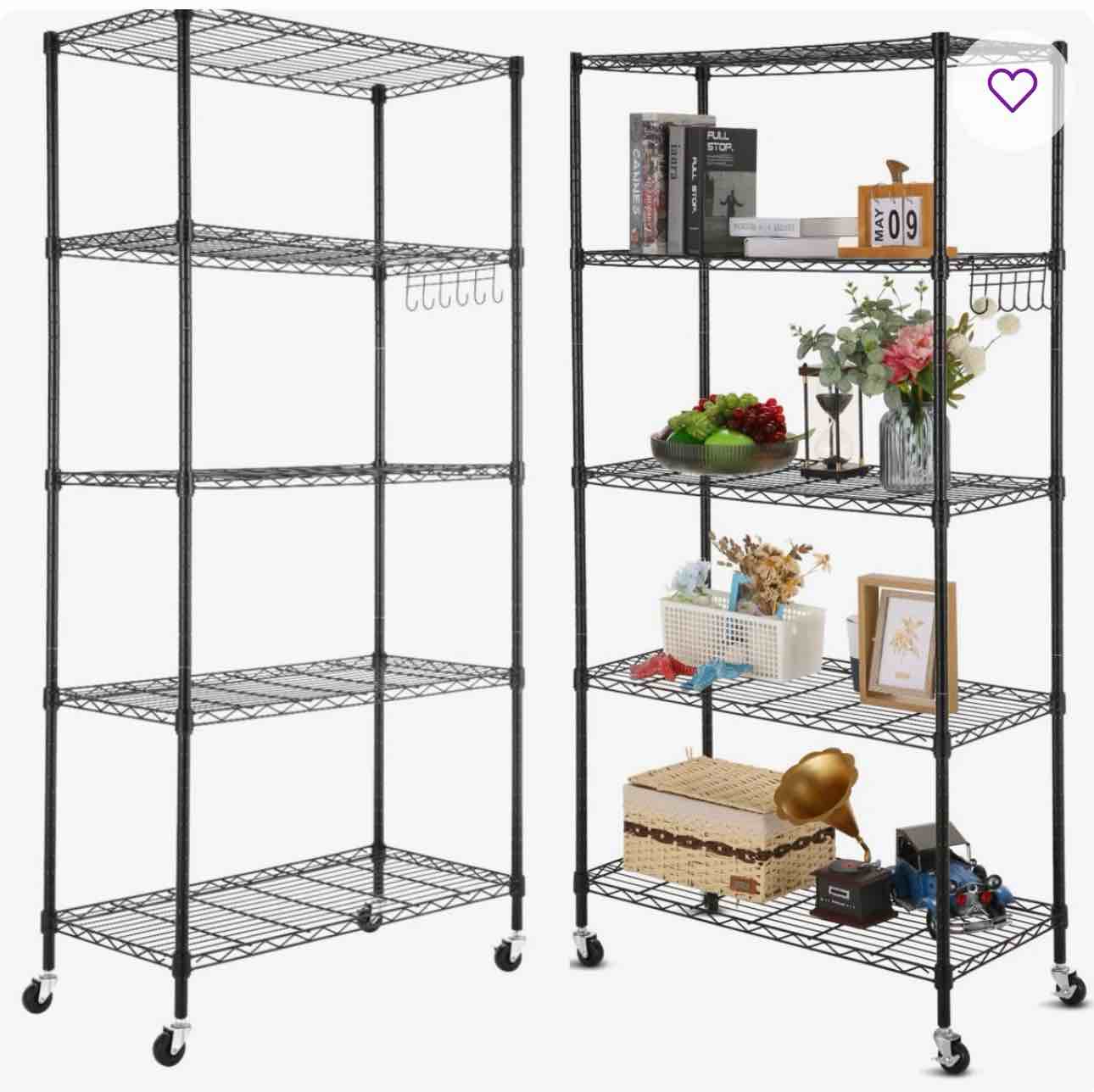 Roshida Metal Height -Adjustable Shelving Unit with Wheels 
