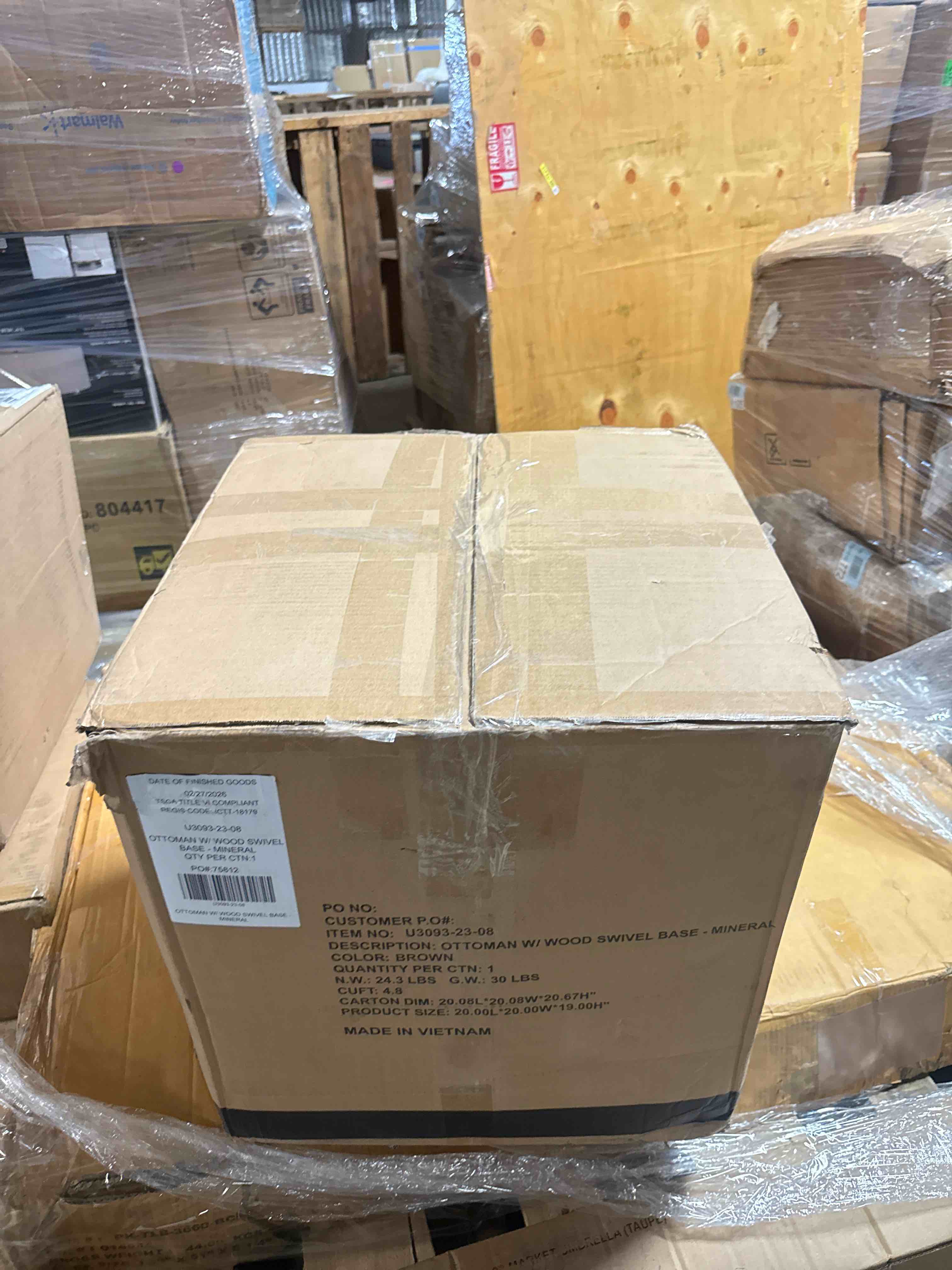 Condition photo showing New/Like New for mid-century modern swivel ottoman with wood base