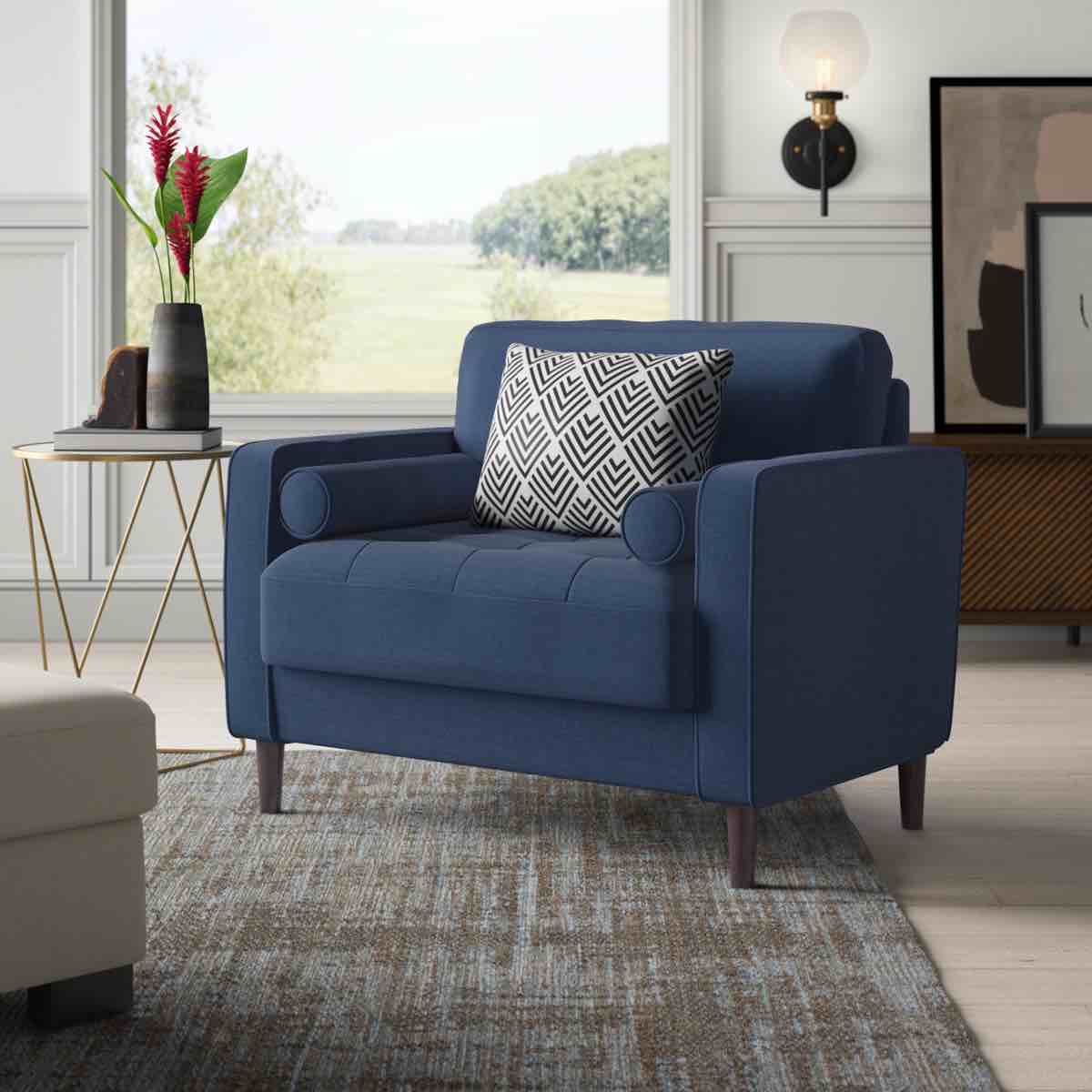 garren 39.8" square arm tufted club chair