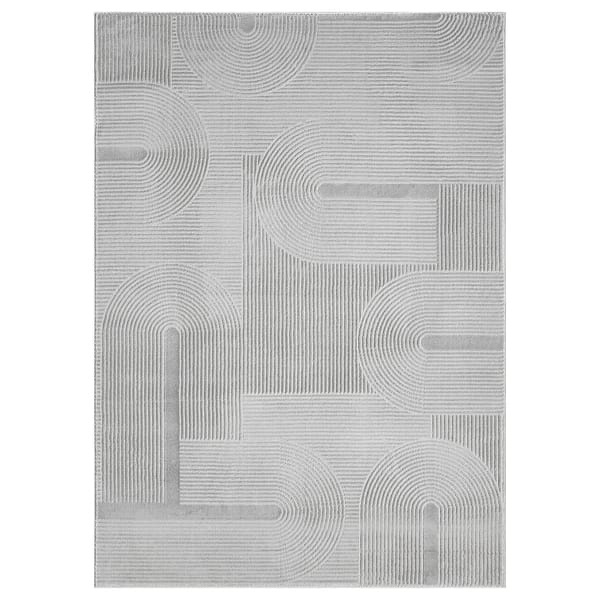 Nuevo Collection Modern Abstract Geometric Area Rug - 5'3 x 7'3 - Light Gray