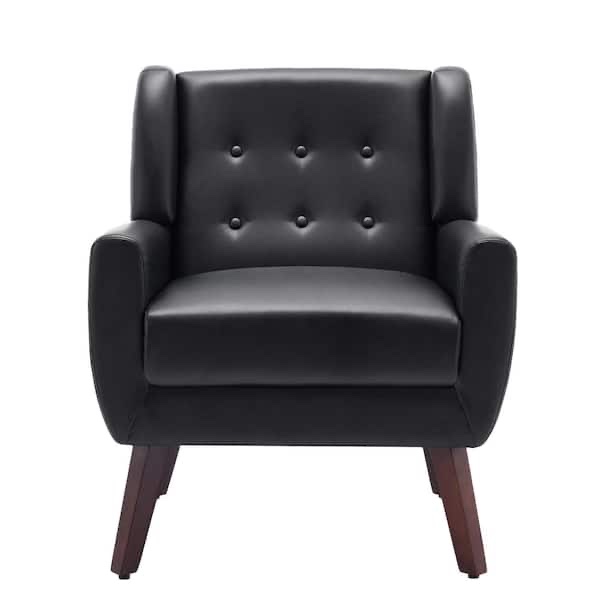 black pu leather upholstery arm chair (set of 1)