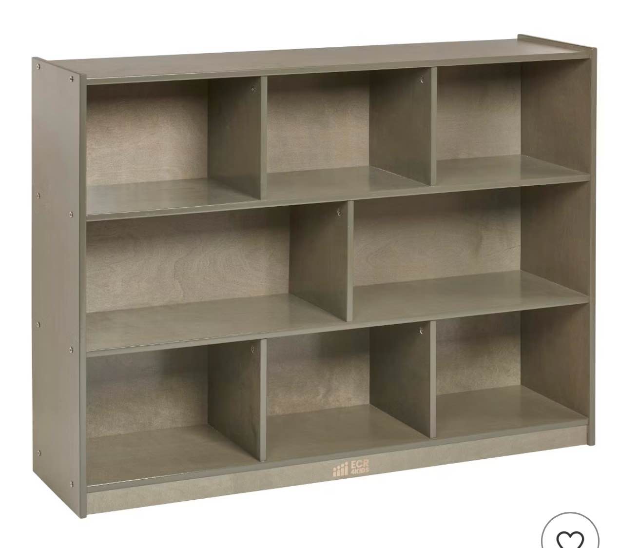 ecr4kids 8-compartment mobile storage cabinet, elementary, classroom furniture, grey wash