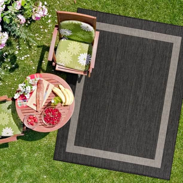 camilson bordered washable indoor outdoor area rug dark grey 8 x 10