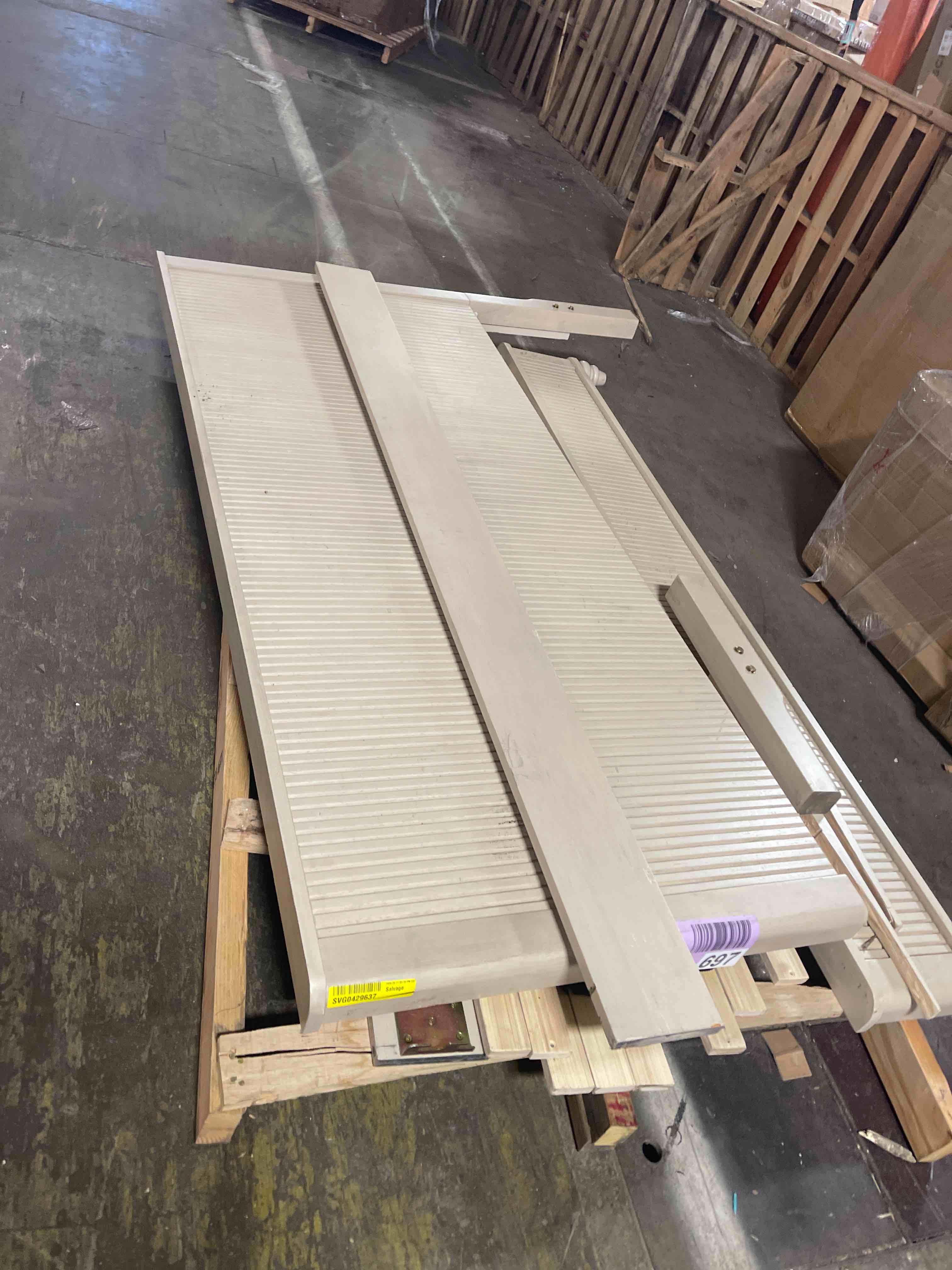 Condition photo showing As Is for queen size solid wood platform bed frame with headboard