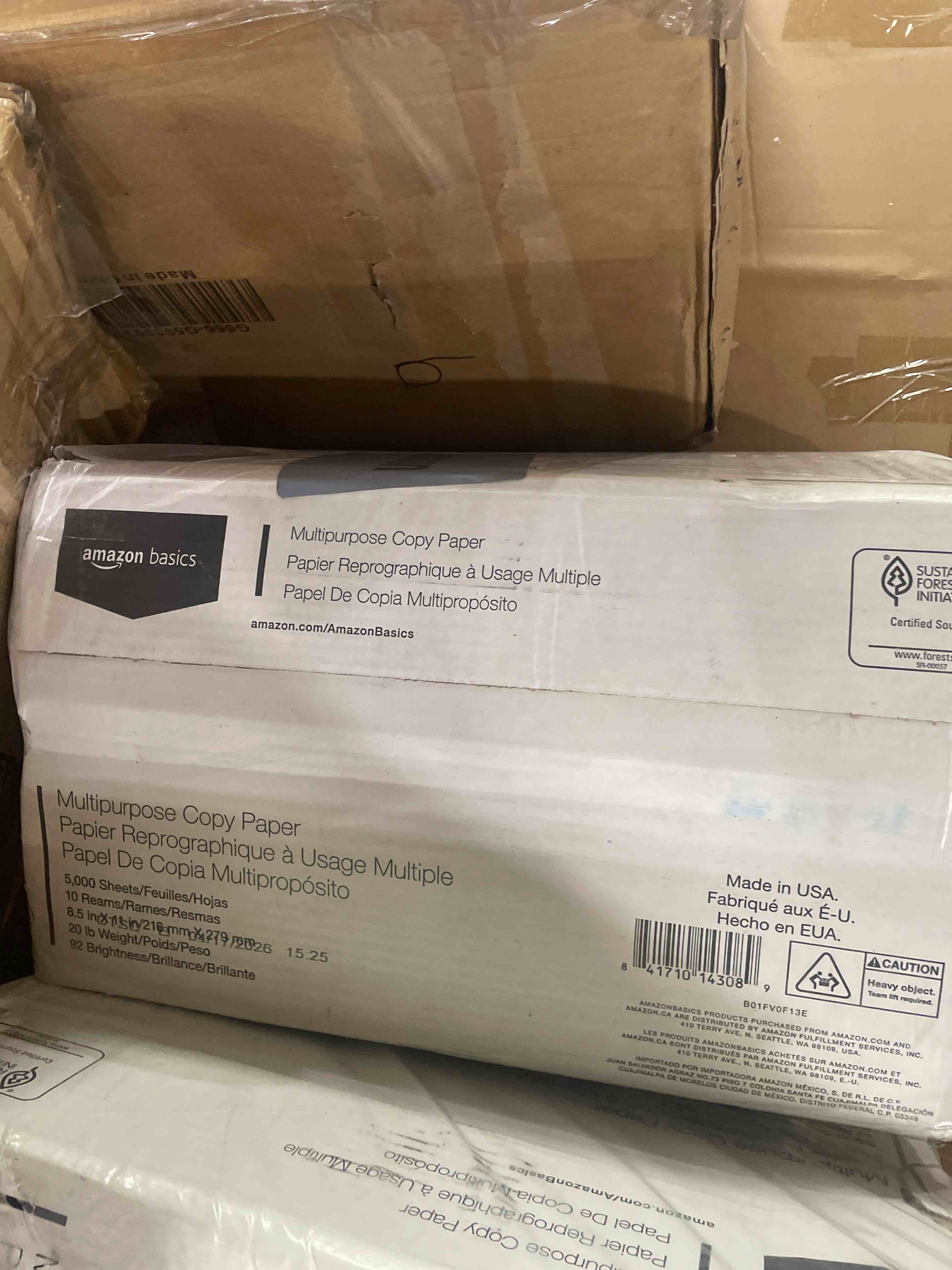Condition photo showing New/Like New for amazon basics multipurpose copy printer paper, 20 lb, 8.5 x 11 inches, 10 reams (5,000 sheets), 92 bright white