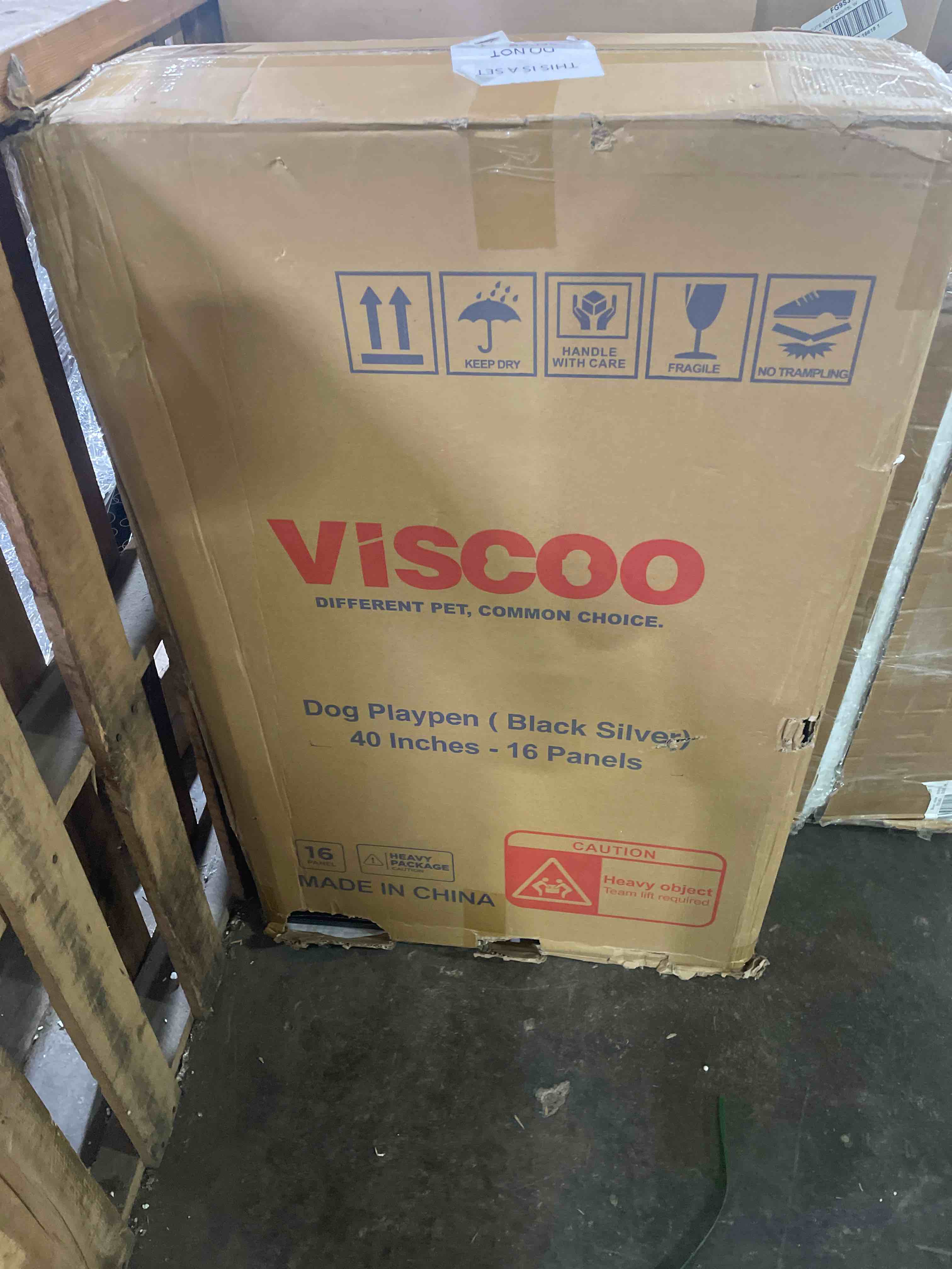 Condition photo showing New/Like New for viscoo dog playpen outdoor, 16 panels 40" high metal dog fence with gate, pet fence for large/small dogs, portable dog fence for rv camping, yard