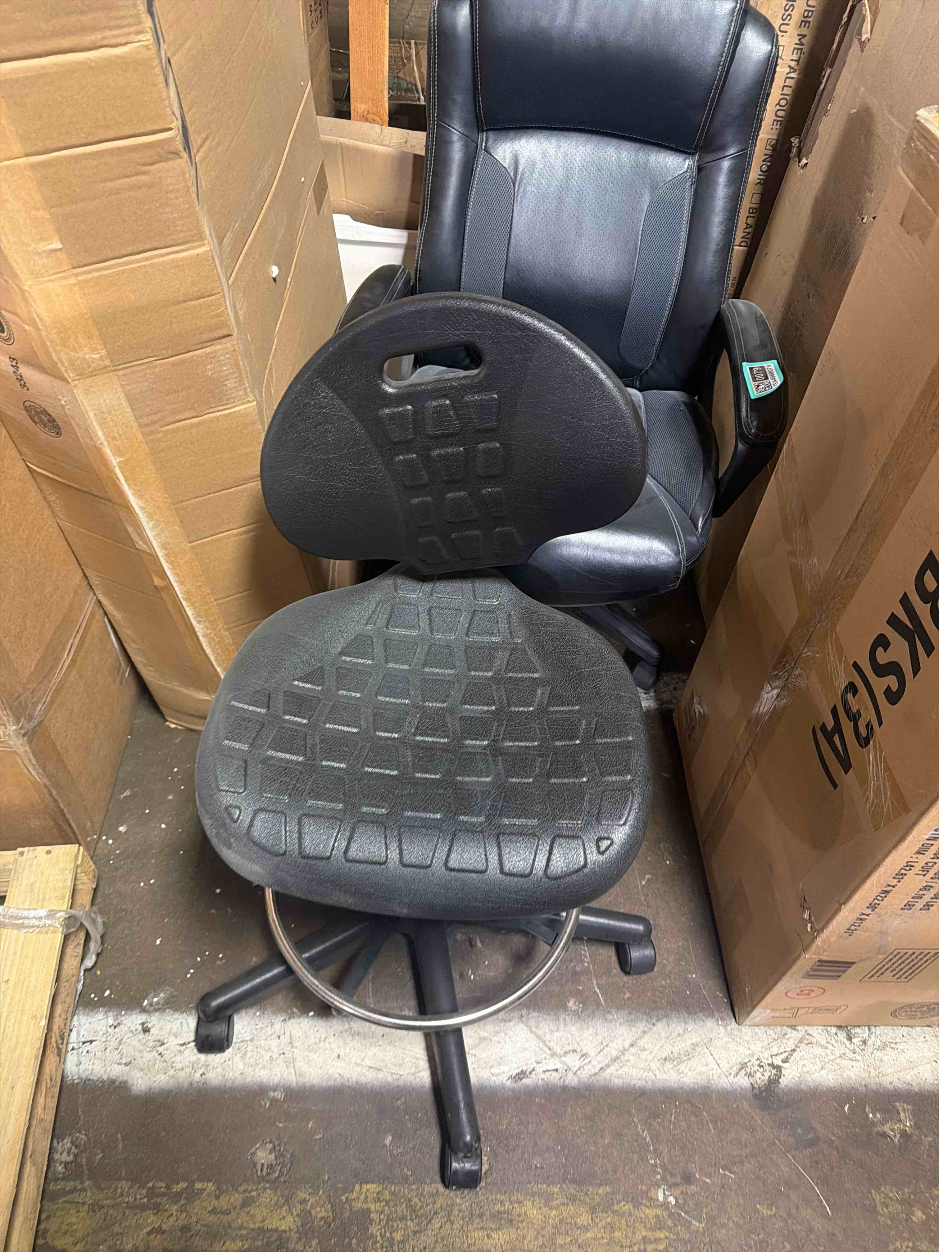 Condition photo showing Good Condition for take ur seat® deluxe heavy duty drafting lab stool chair, 18'' adjustable footring, 10'' adjustable height, 450 lb seat capacity, tall bench height chrome(standard caster)