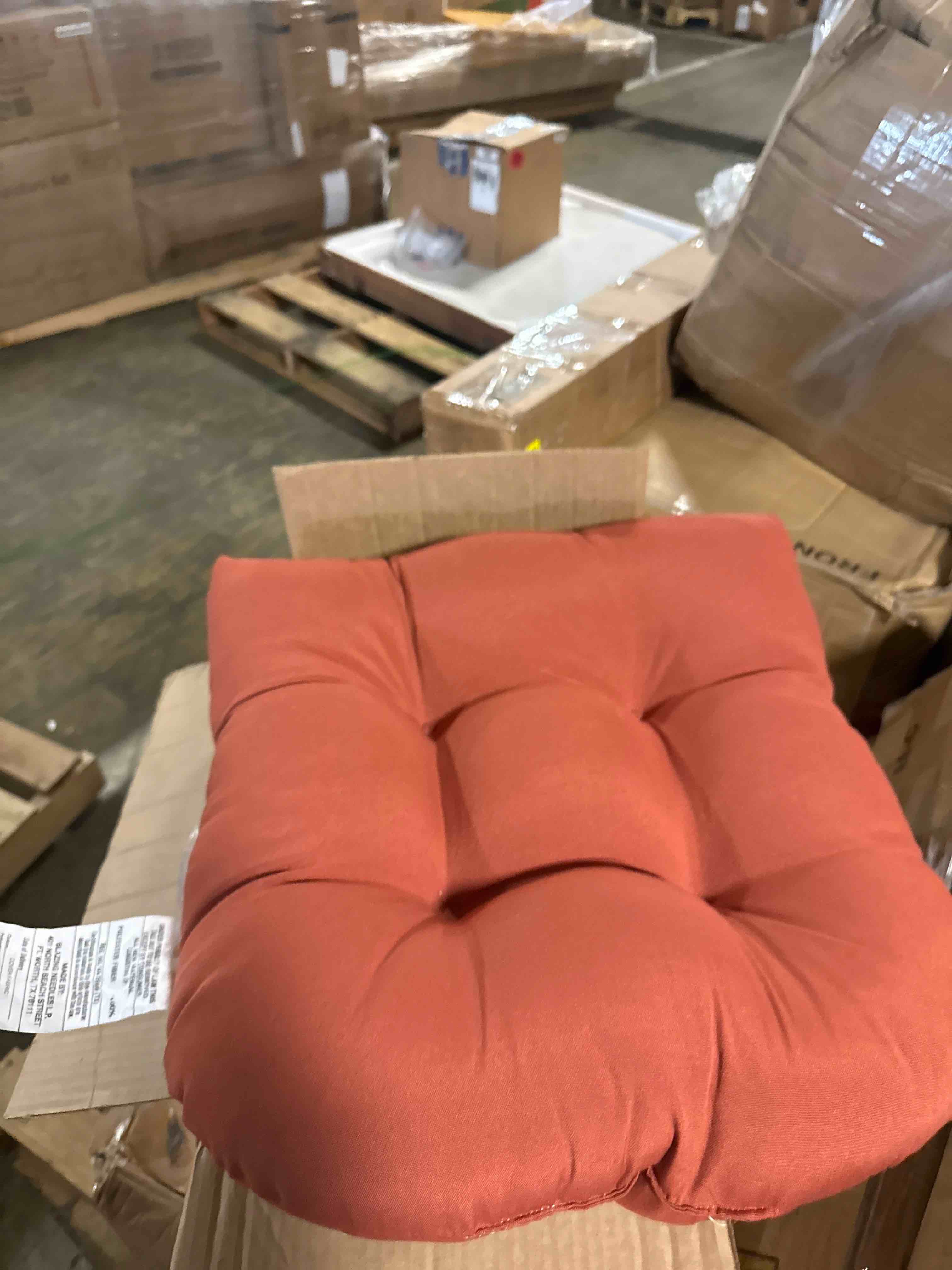 Condition photo showing New/Like New for blazing needles twill 19-inch by 19-inch by 5-inch u-shaped cushions, spice, set of 2