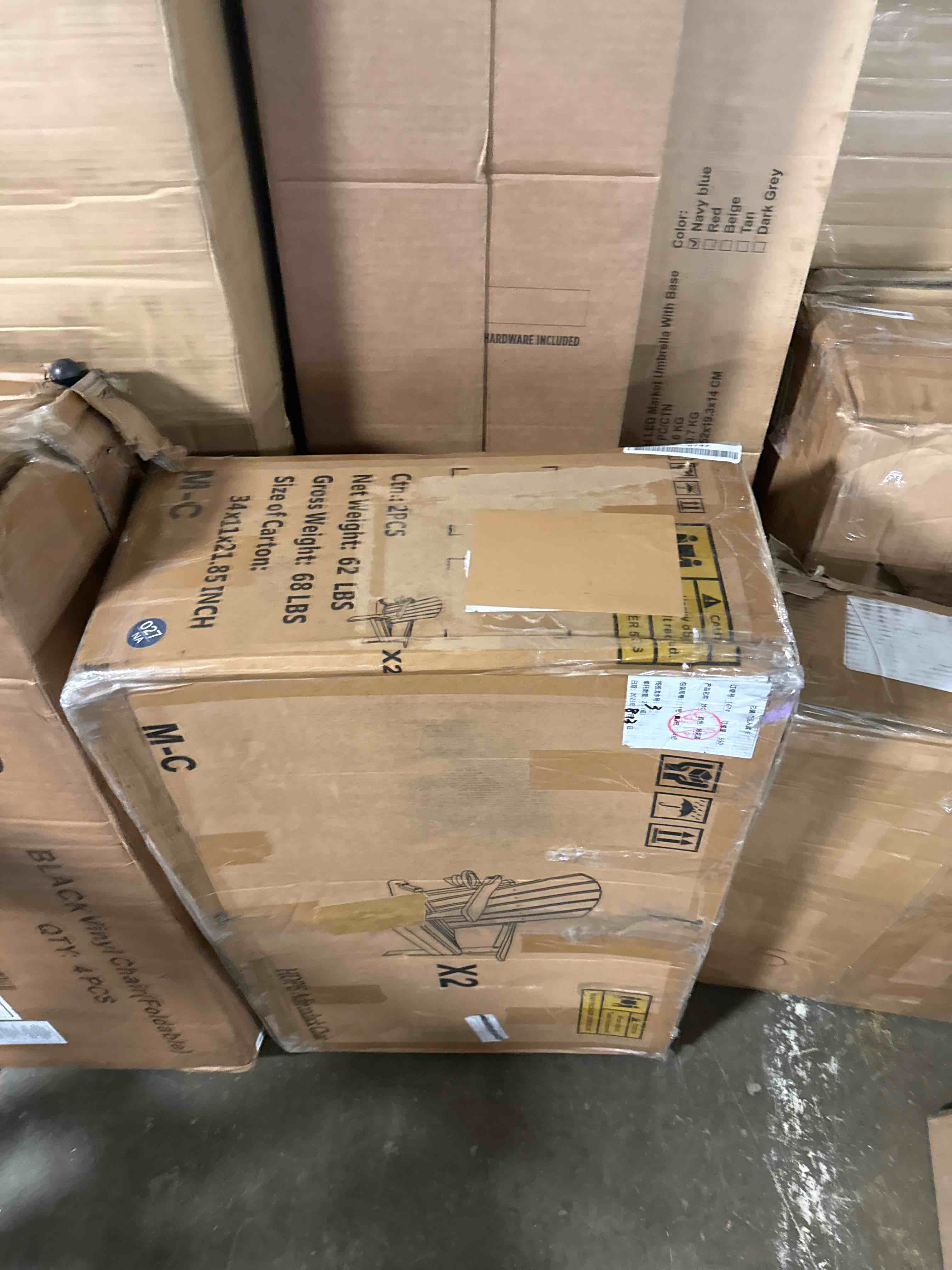 Condition photo showing New/Like New for voua hdpe folding adirondack chair stackable navy hdpe frame stationary adirondack chair 2 chairs