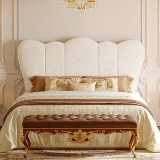 plush ivory crown fabric headboard upholstered headboard with height adjustment for 8-14 in. mattress, queen
