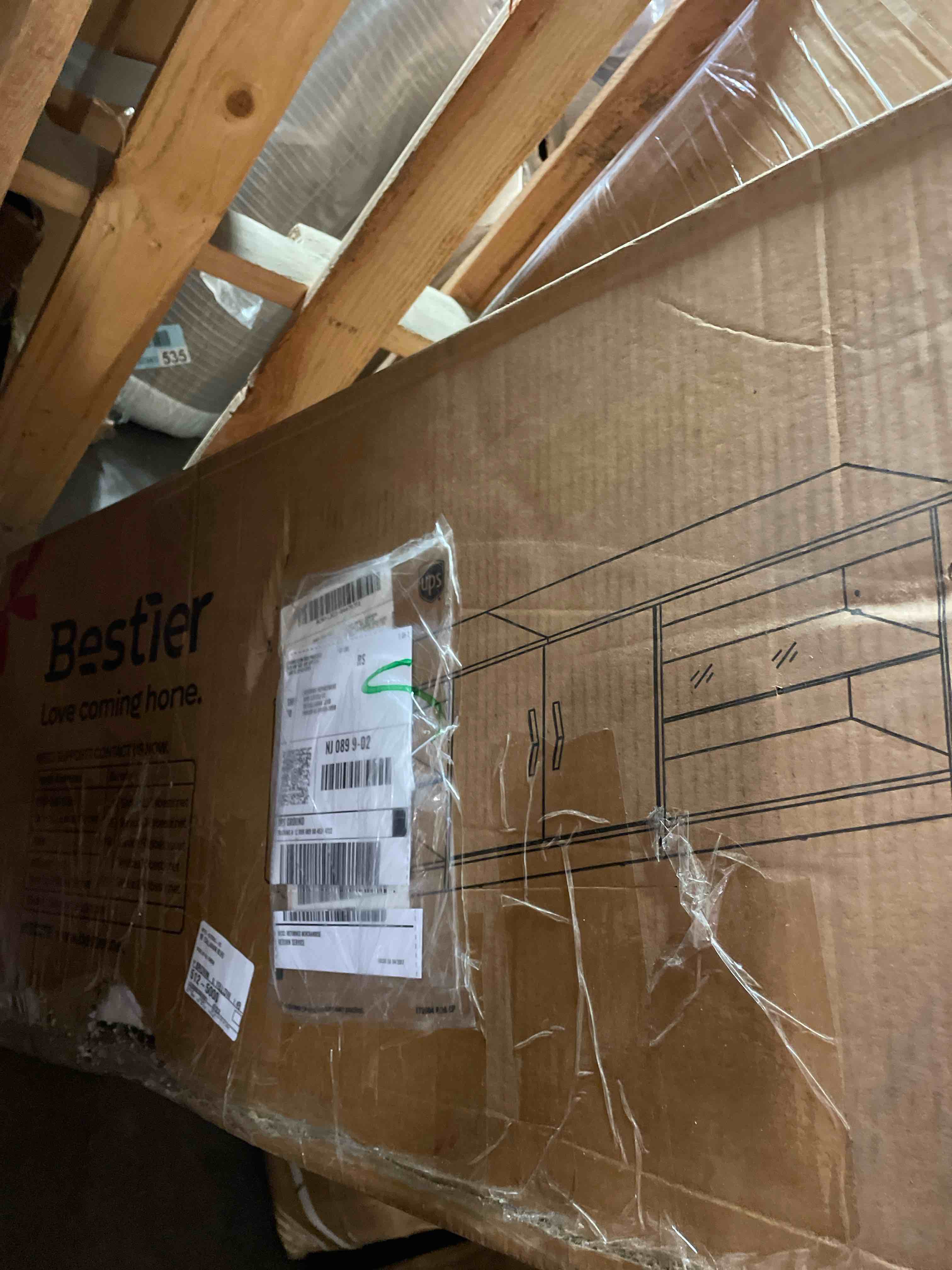 Condition photo showing New/Like New for bestier 70 inch led tv stand for 75 inch tv large entertainment center gaming with adjustable glass shelves two cabinets modern tv console for living room 22 rgb modes, wash white