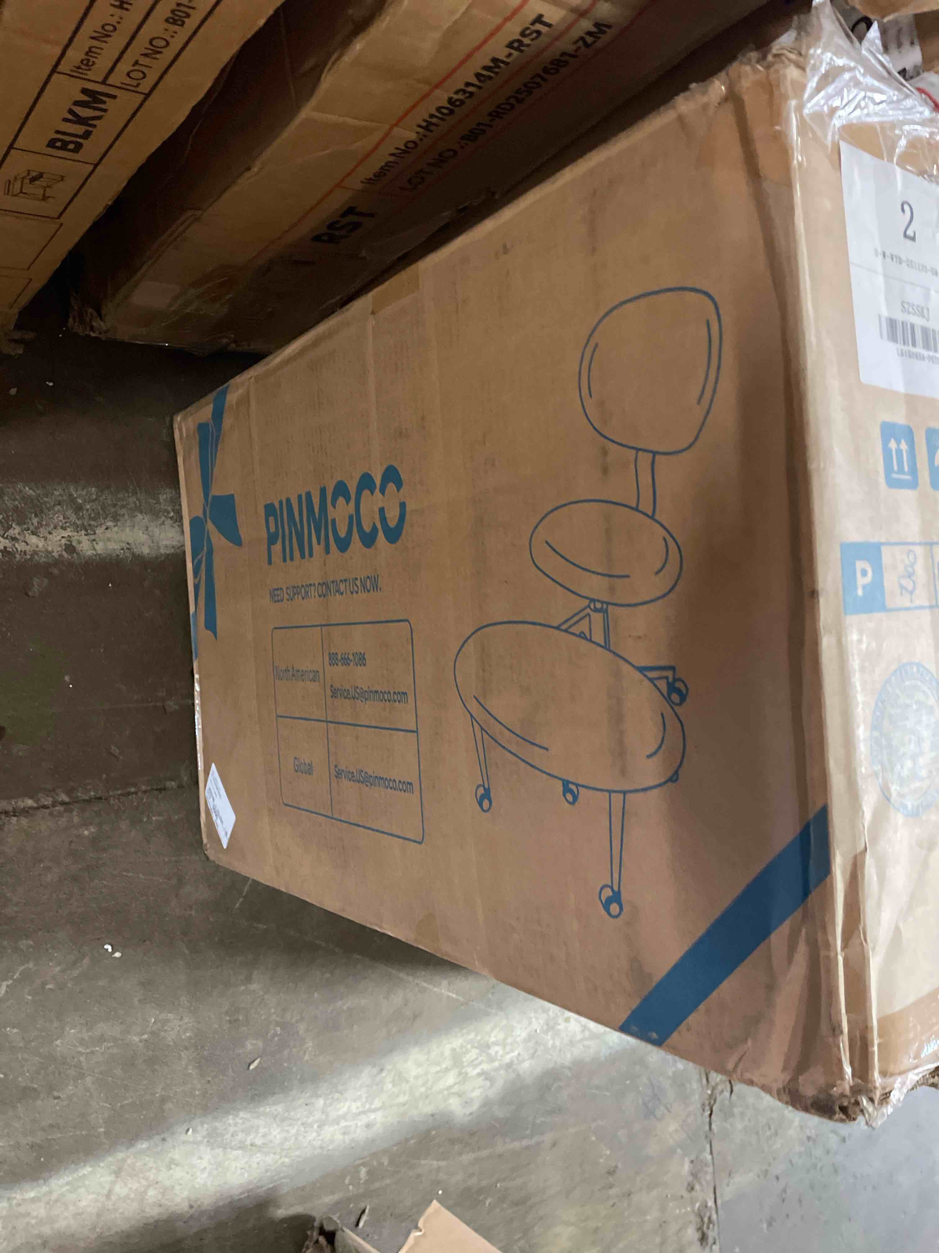Condition photo showing New/Like New for pinmoco trendy ergonomic cross legged swivel chair, adjustable height, pu leather, blue