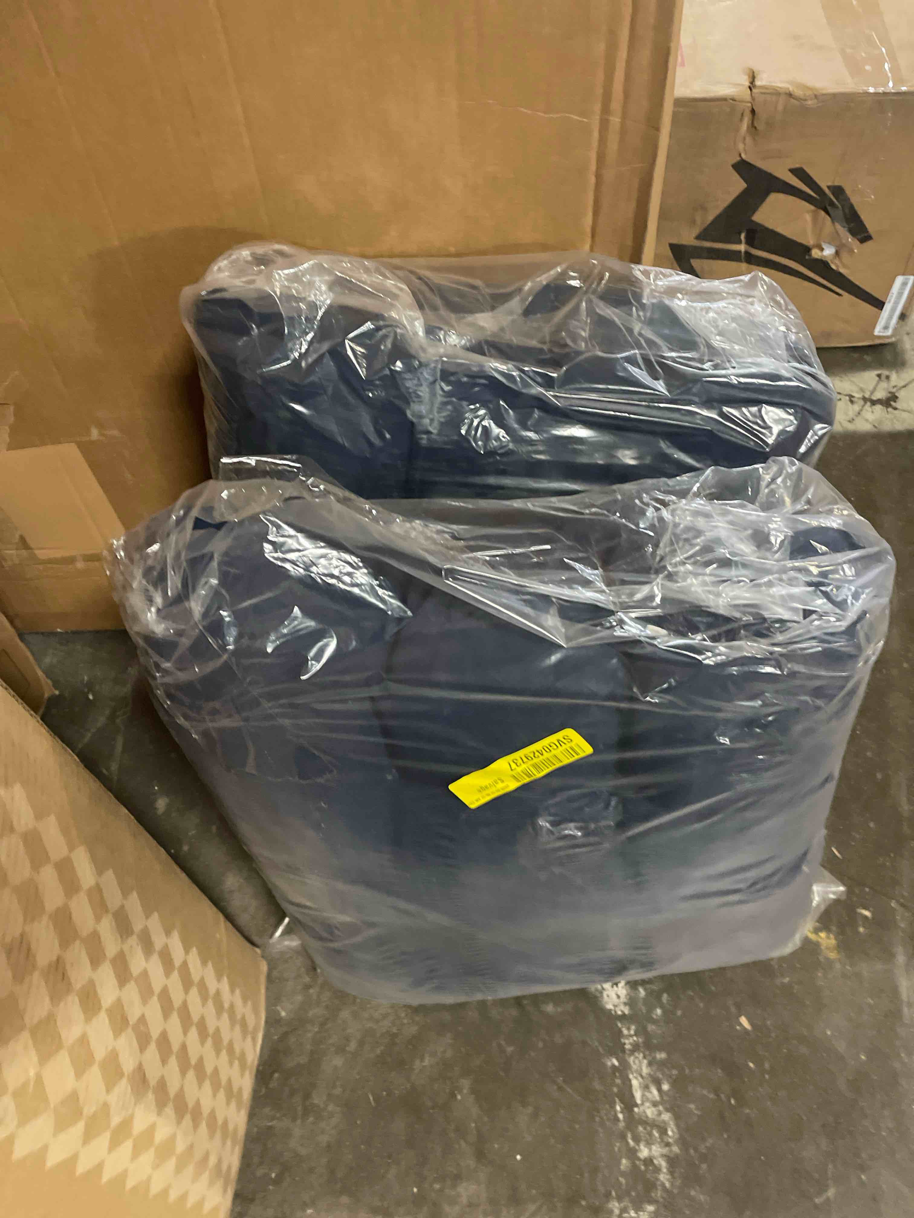 Condition photo showing New/Like New for outdoor deep seat cushion set 24x24 inch, water-resistant olefin patio chair cushions with overstuffed back & buckle straps, 6" thick replacement furniture pads, 2, navy blue