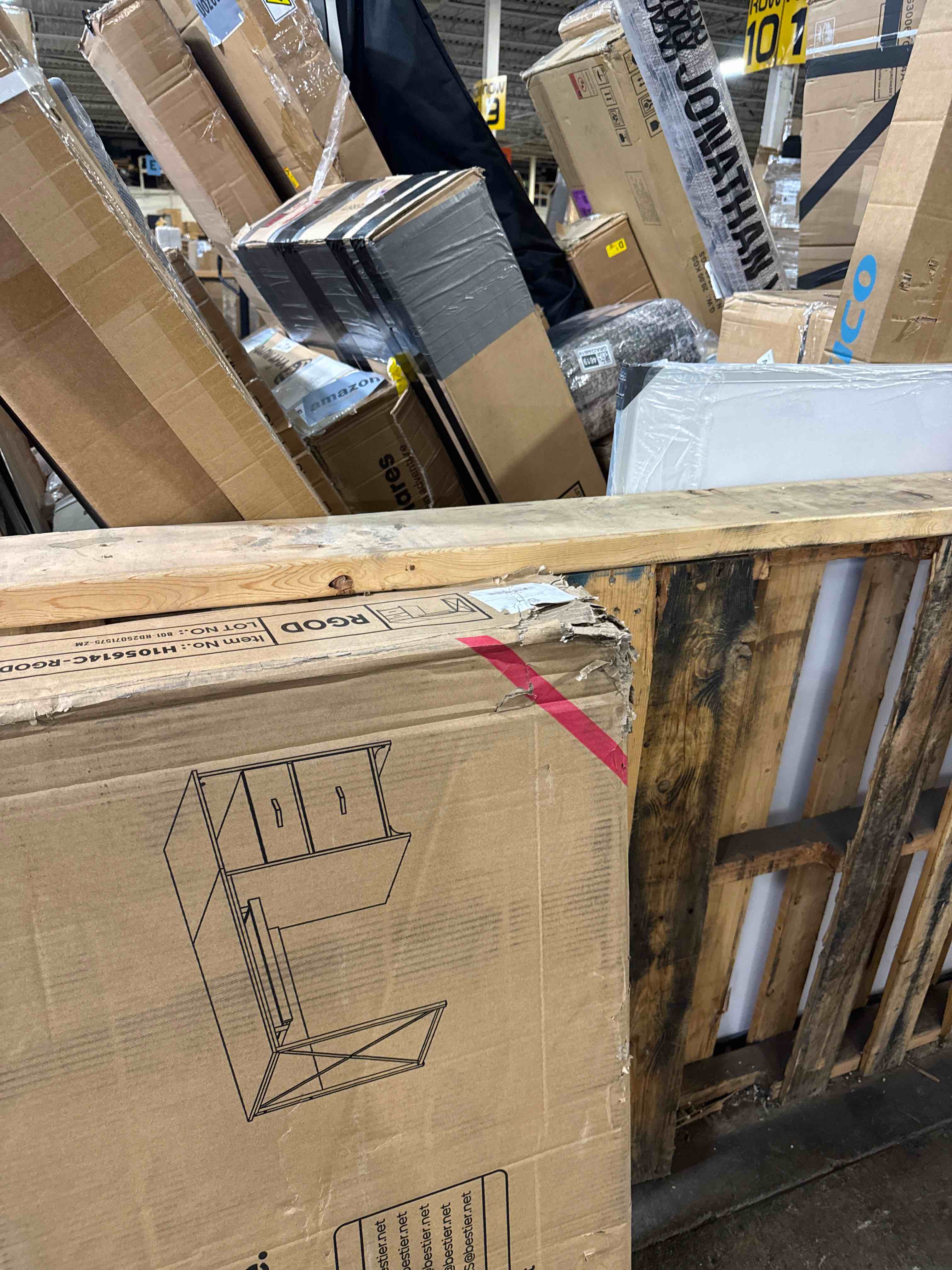 Condition photo showing New/Like New for bestier office desk with drawers, 55 inch industrial computer desk with storage, wood teacher desk with keyboard tray & file drawer for home office, wash white