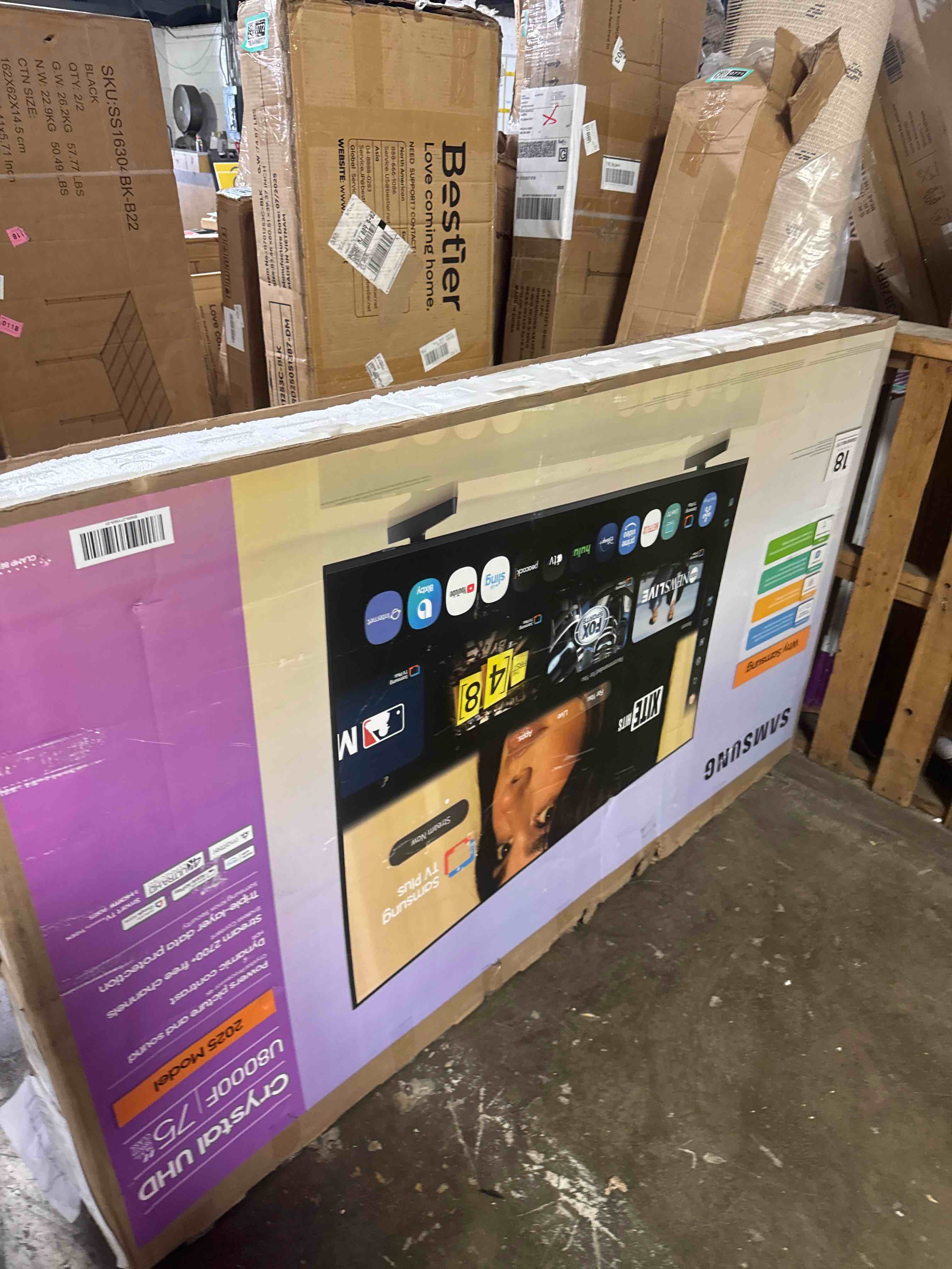 Condition photo showing As Is for samsung 75" crystal uhd u8000f 4k smart tv (2025) | cps exclusive 26 month protection, 2x hdmi cables, premiere movies streaming & deco gear complete home theater beginner's guidebook