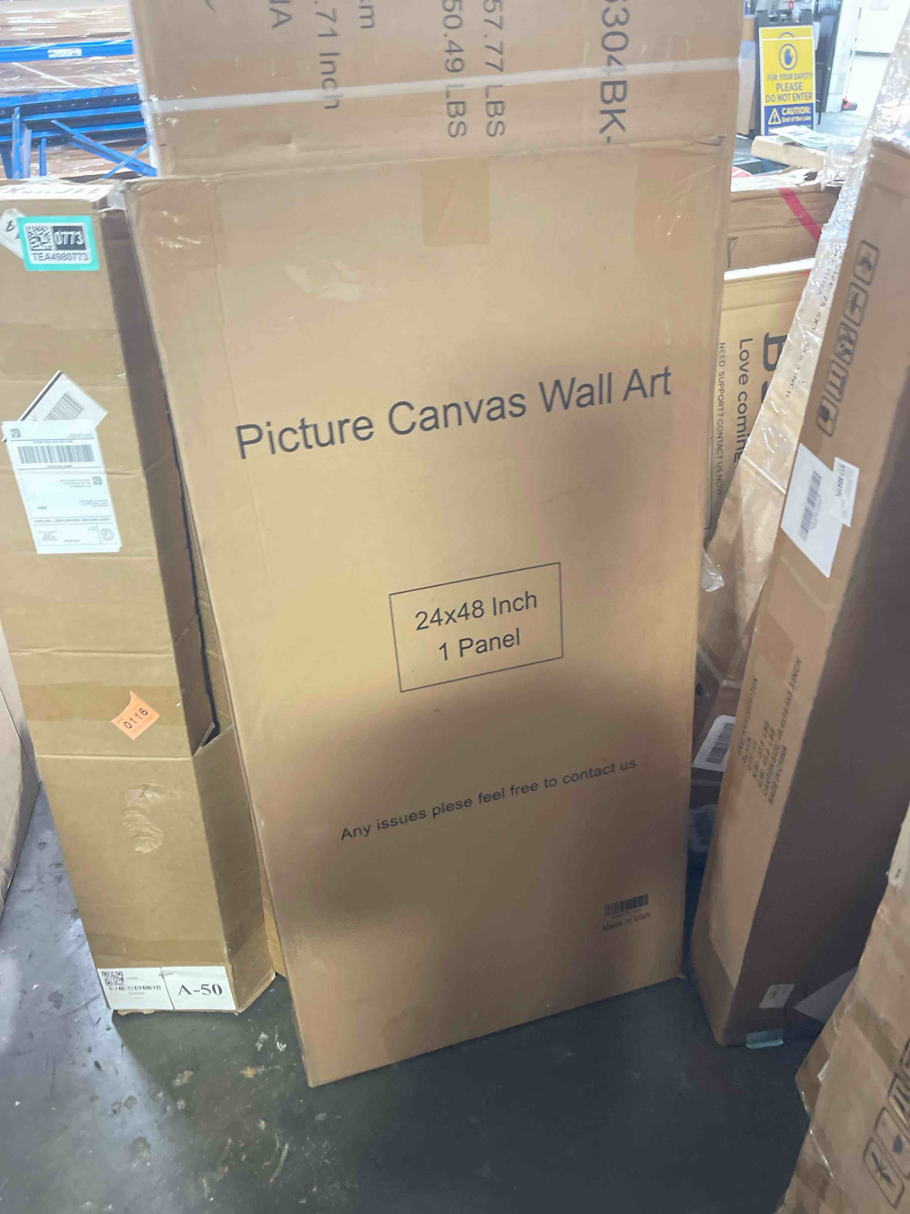 Condition photo showing New/Like New for framed abstract canvas wall art, 24x48