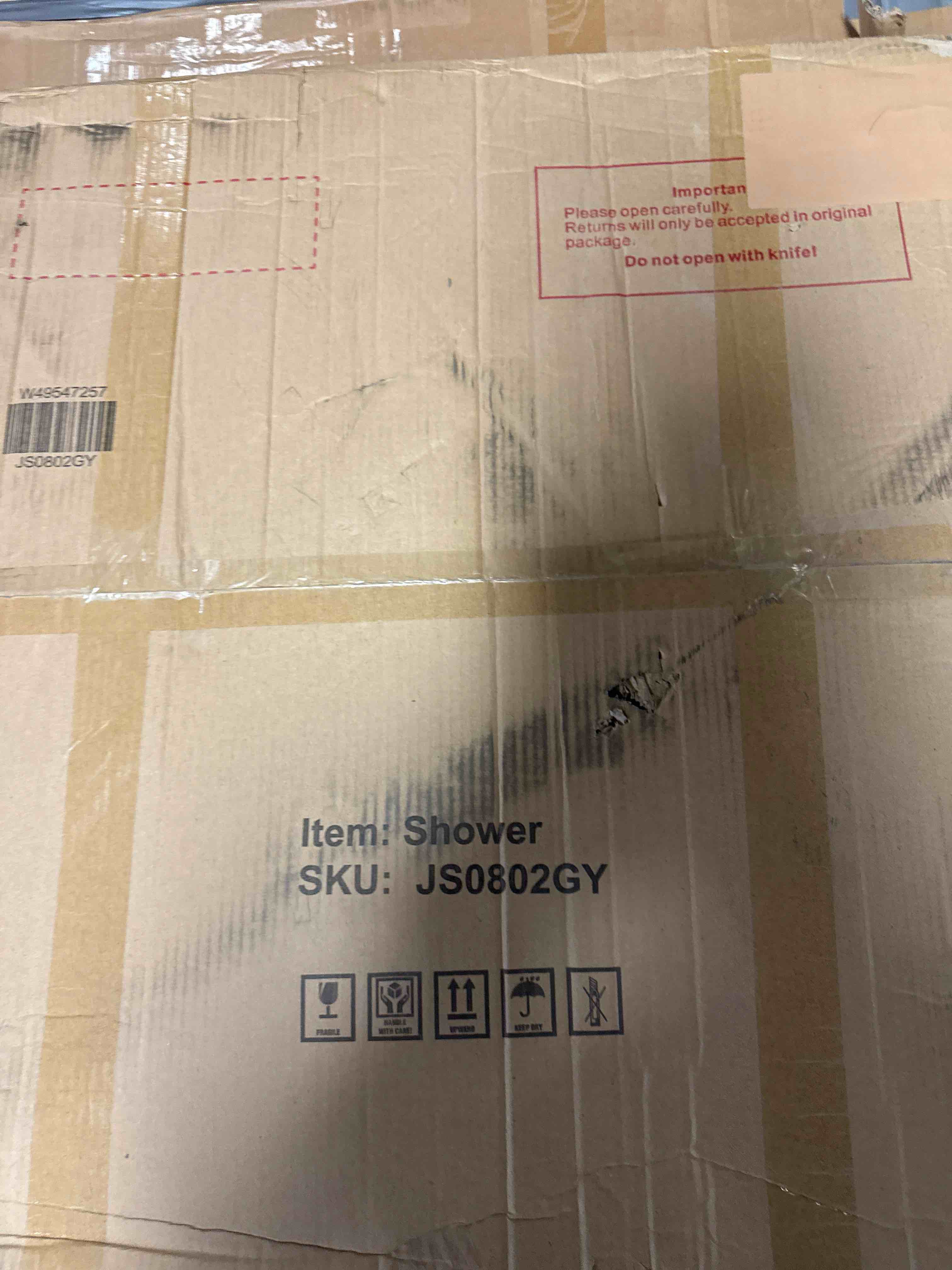 Condition photo showing New/Like New for outdoor garden pool shower with chassis board, for swimming pool, patio, terrace, garden,wood (gray + solid wood)