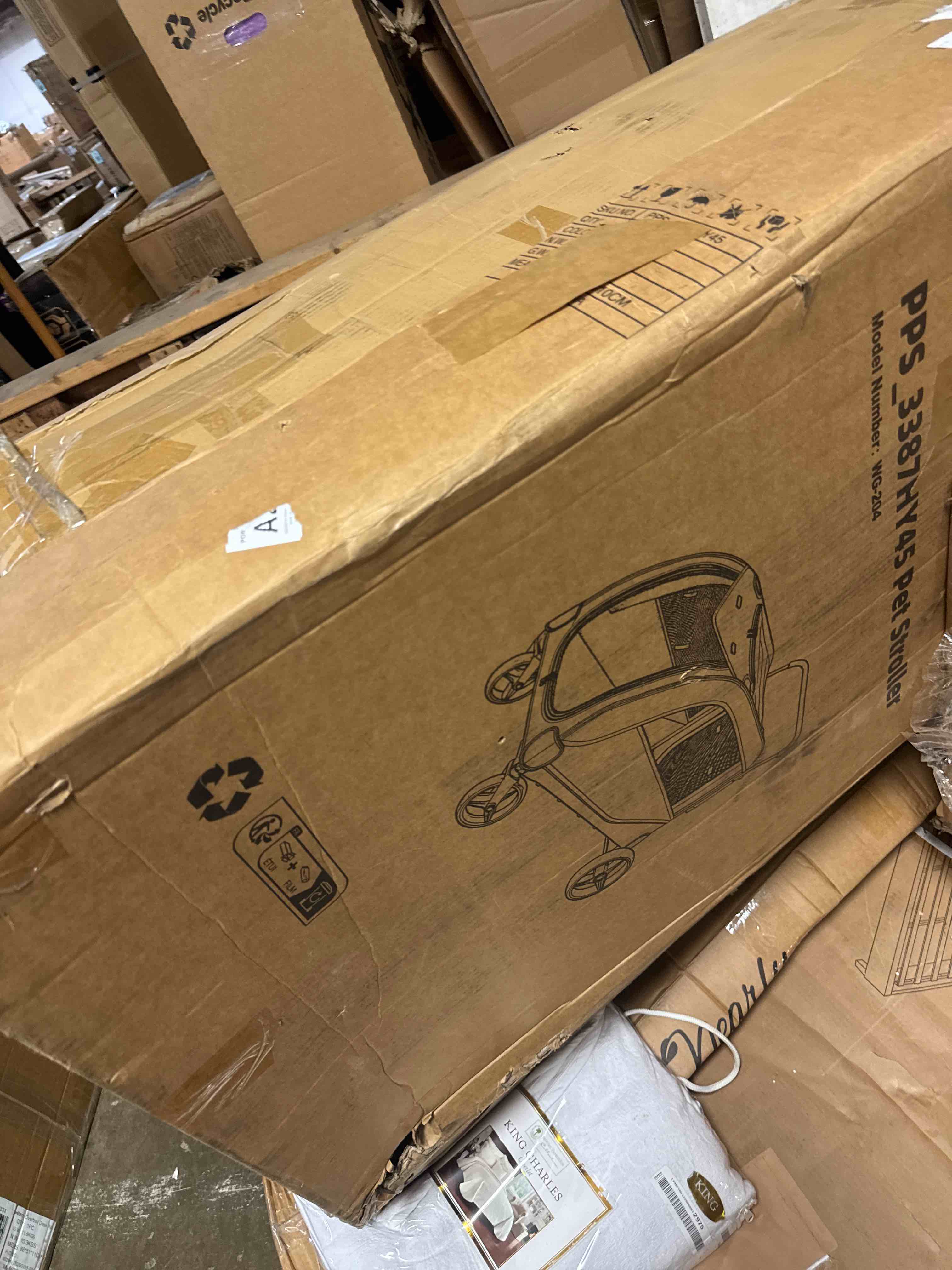 Condition photo showing New/Like New for saudism dog stroller for large dogs, extra large pet stroller for for medium dogs, dog stroller for 2 dogs, dog wagon, dog carriage, foldable design, adjustable handle, with pocket, up to 160 lbs