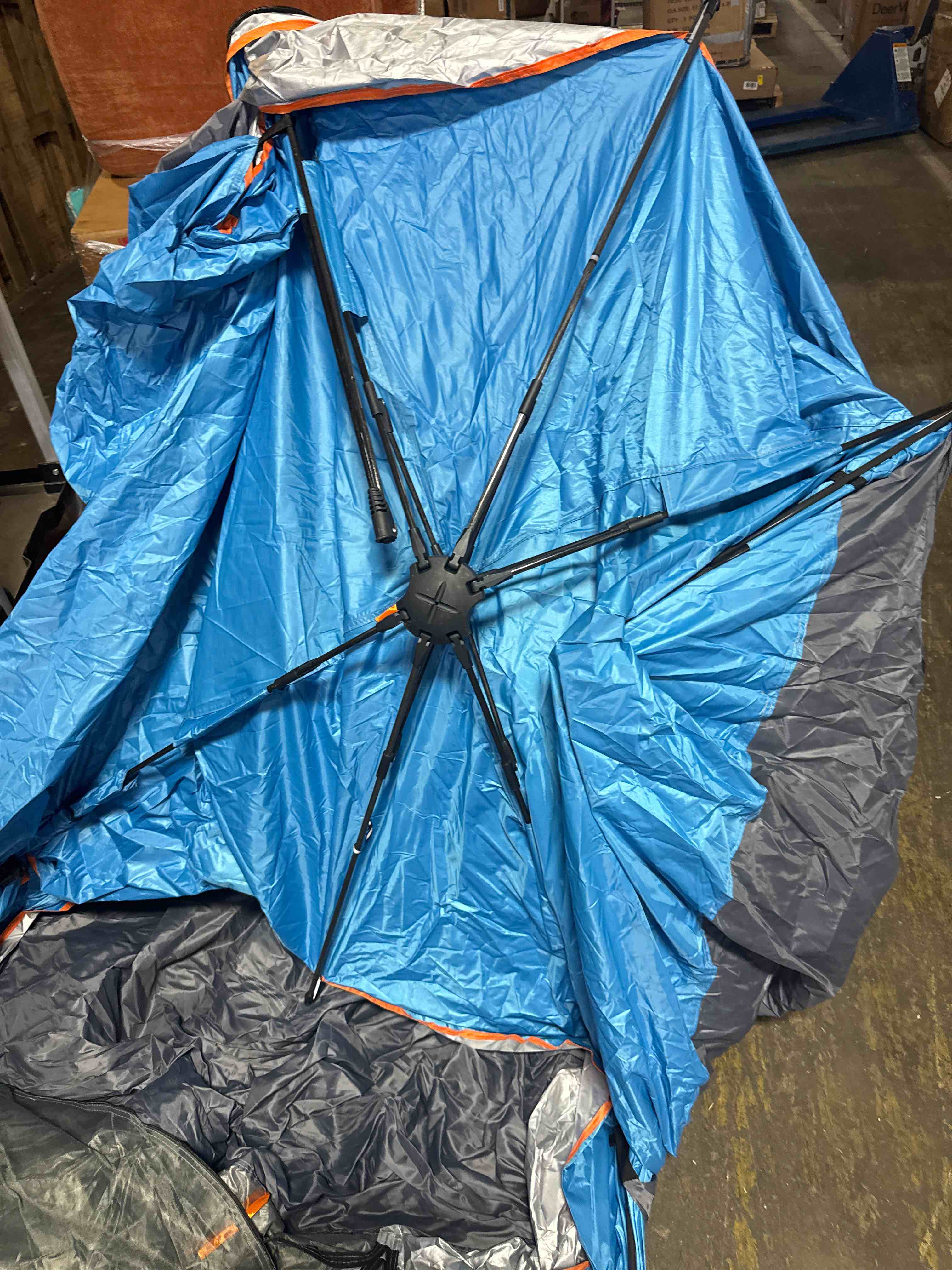 Condition photo showing As Is for tent for camping - lightweight backpacking tent with rain fly, waterproof & windproof, easy setup, portable carry bag - for hiking, beach, outdoor adventures blue