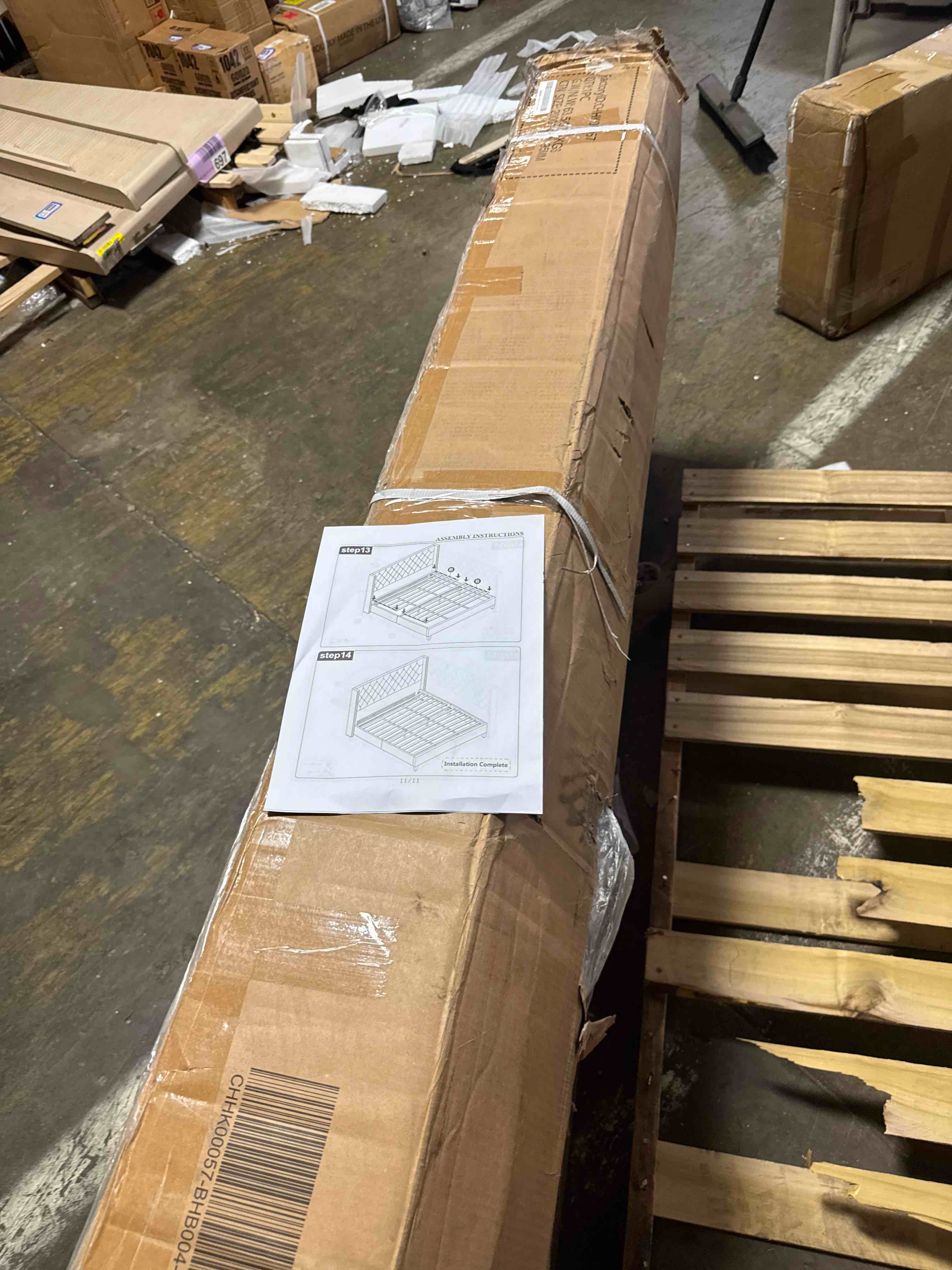 Condition photo showing New/Like New for cikunasi upholstered full size bed frame with button tufted headboard and storage velvet upholstered bed frame full size with rivets wingback platform bedframe solid wooden slat support