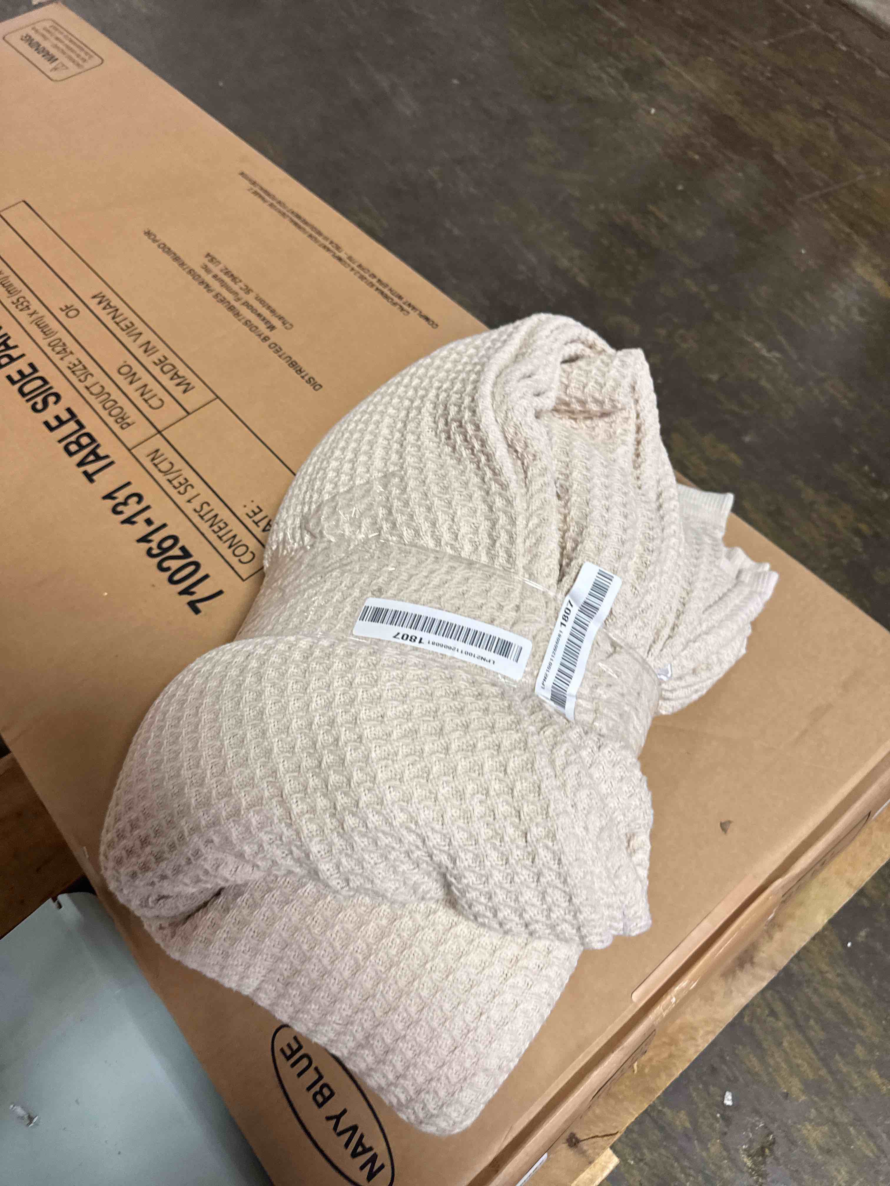 Condition photo showing New/Like New for konssy waffle baby blanket - soft & cozy nursery swaddle blanket, lightweight toddler throw for boys & girls, ideal for wrapping (oat) oat 41" x 37"