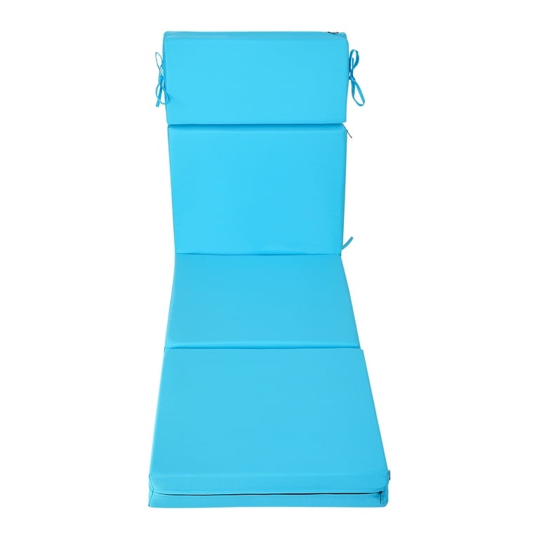kffkff outdoor chaise lounge cushions, 72 x 21 x 4 in, waterproof and fade-resistant sun lounger pads with ties, comfortable patio chair cushions for poolside or deck, teal color