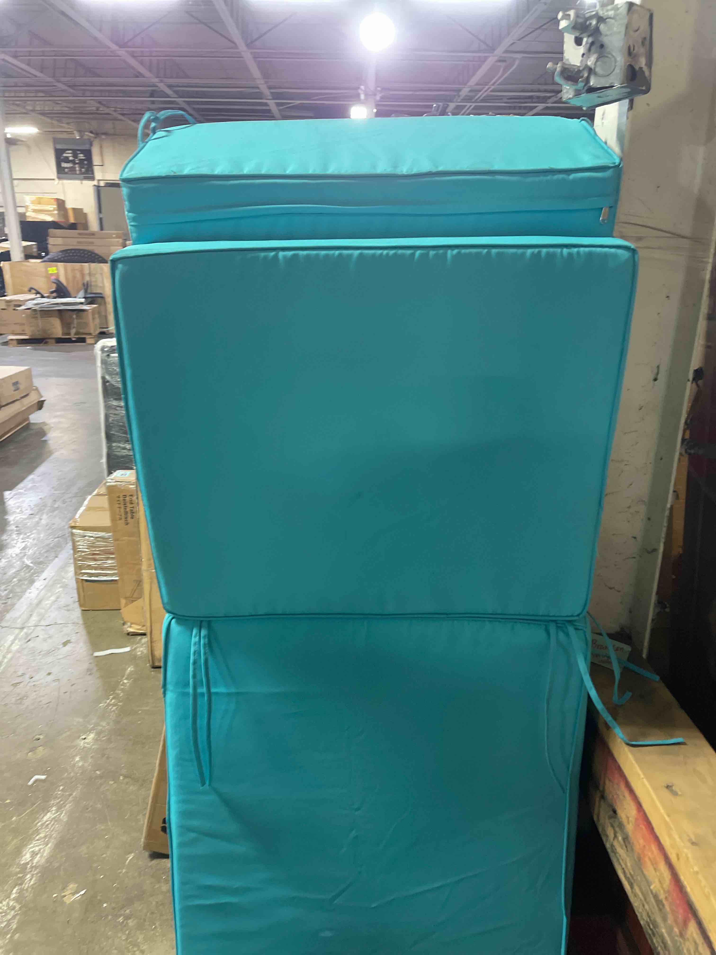 Condition photo showing New/Like New for kffkff outdoor chaise lounge cushions, 72 x 21 x 4 in, waterproof and fade-resistant sun lounger pads with ties, comfortable patio chair cushions for poolside or deck, teal color