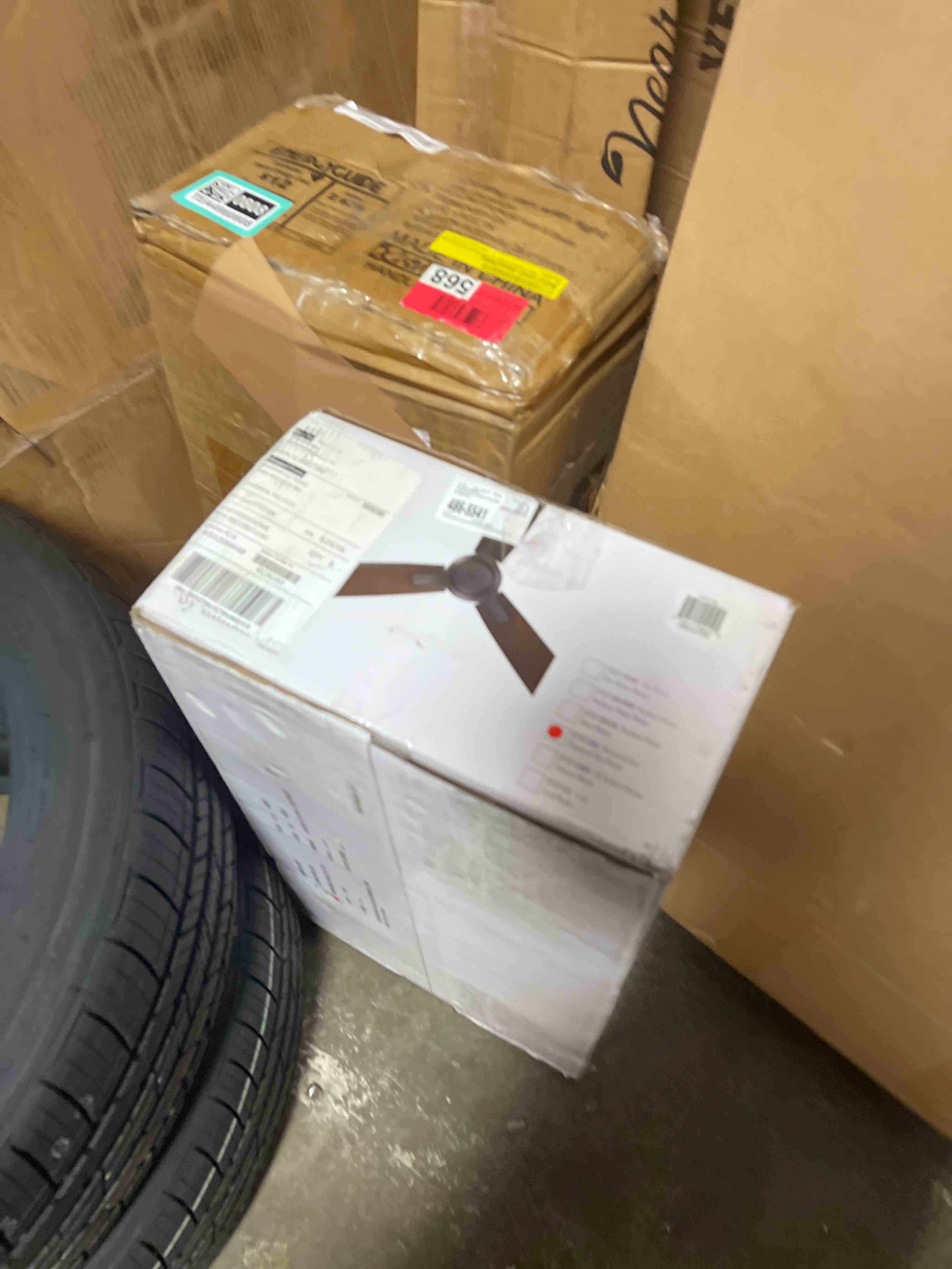 Condition photo showing New/Like New for minka-aire f727-orb rudolph 52 inch ceiling fan in oil rubbed bronze finish with tobacco blades