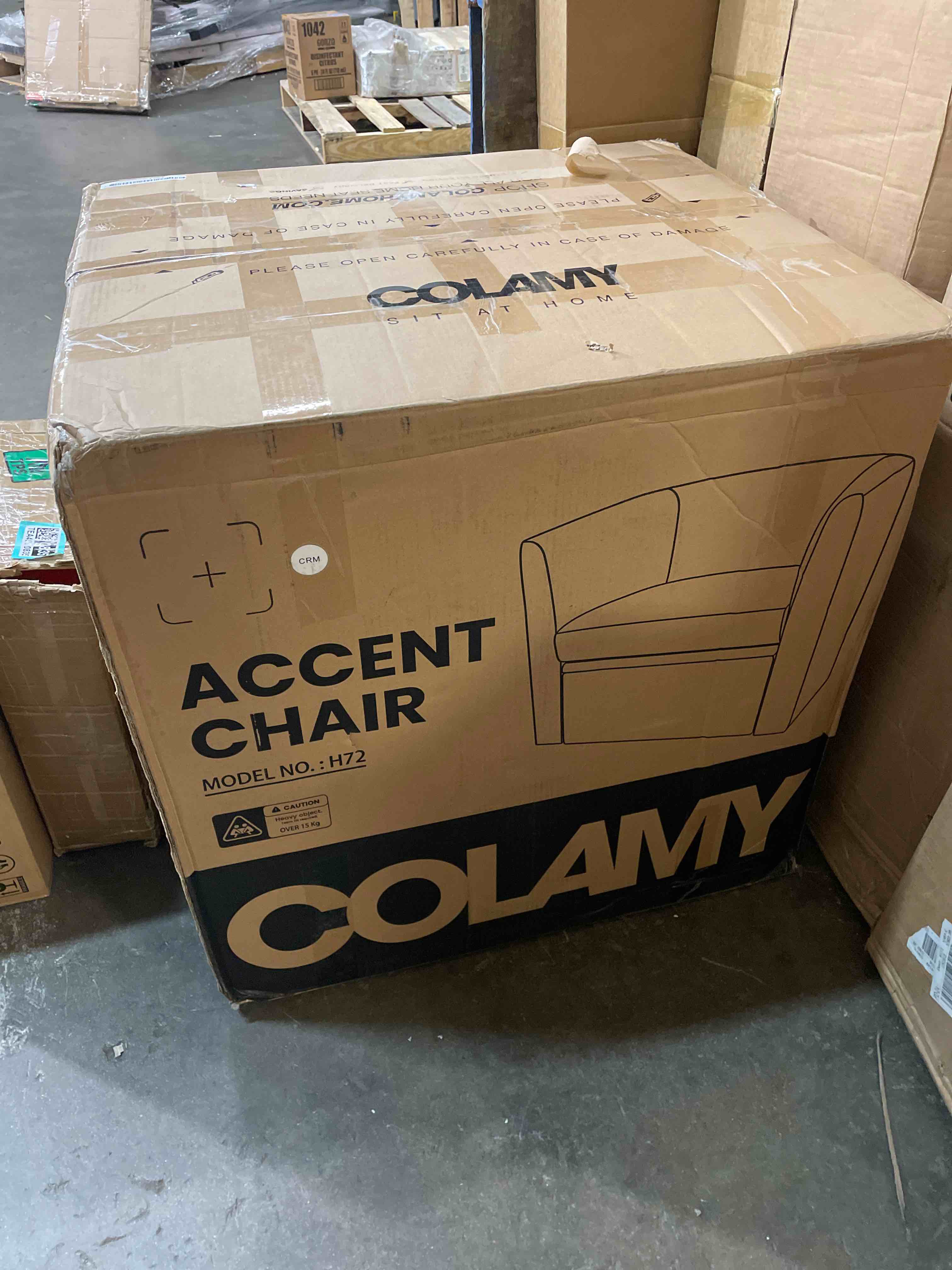 Condition photo showing New/Like New for colamy velvet morden living room chair with storage ottoman, barrel accent chair with lounge seat for bedroom/reading spaces, rubberwood, sponge foam, cream