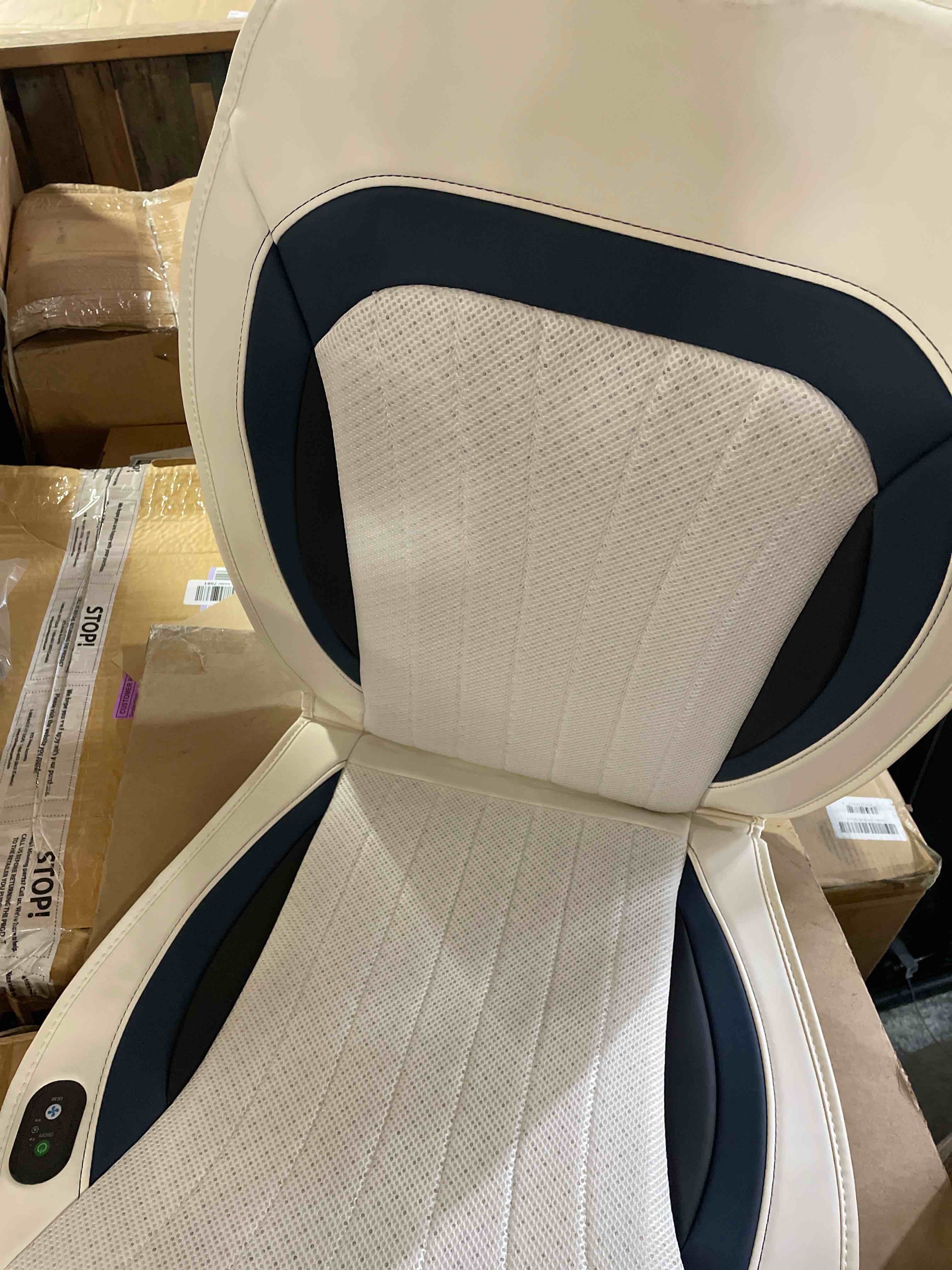 Condition photo showing Good Condition for cooling car seat cover front driver seat,universal 12v ventilated car seat cushion with smart auto on/off, breathable mesh & leather ac seat protector, cooling fan seat cover for car suv truck,white