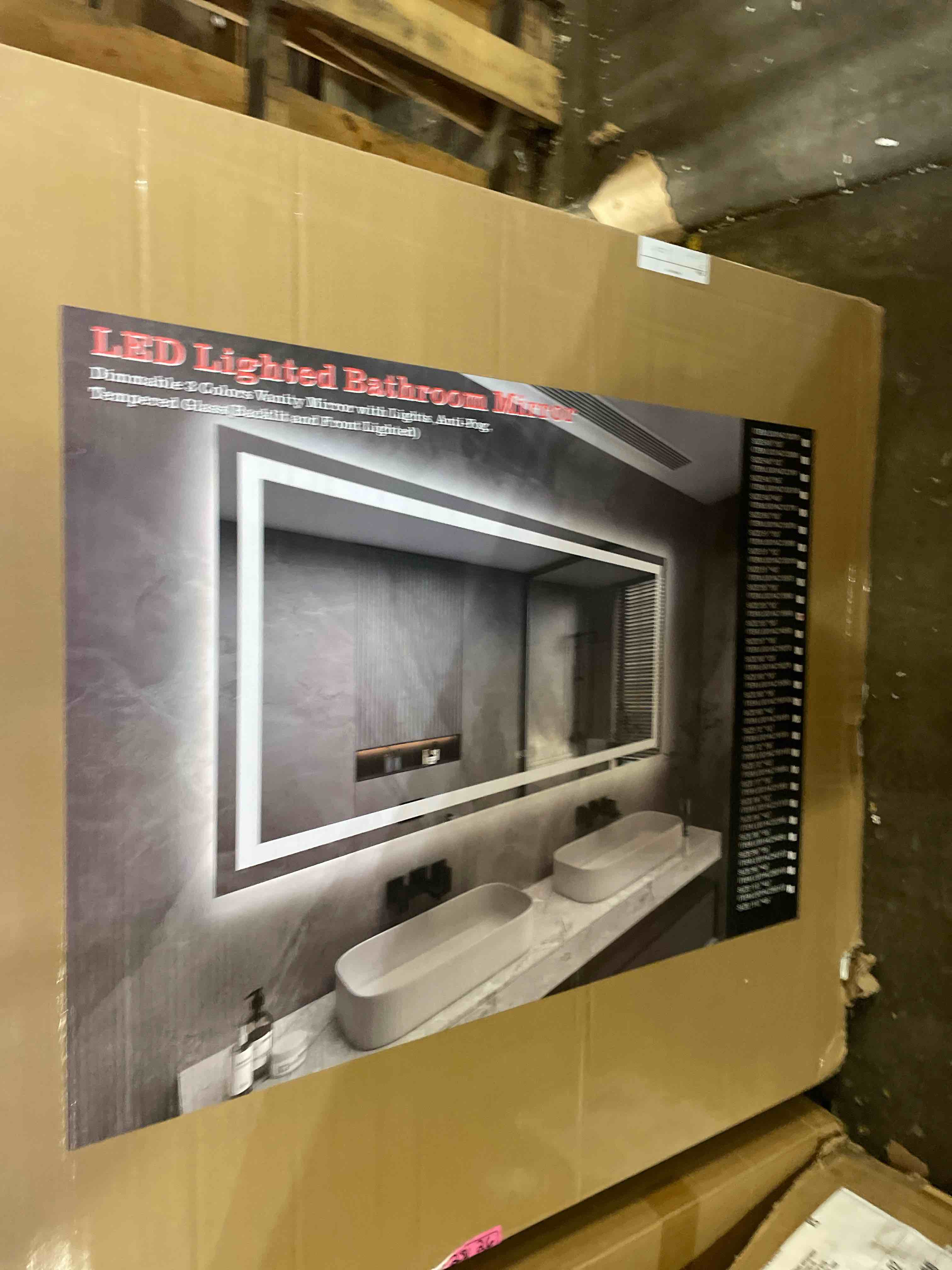 Condition photo showing New/Like New for loaao 55x36 led bathroom mirror with lights, anti-fog, dimmable, backlit + front lit, lighted bathroom vanity mirror for wall, memory function, tempered glass, etl listed led 55"l x 36"w