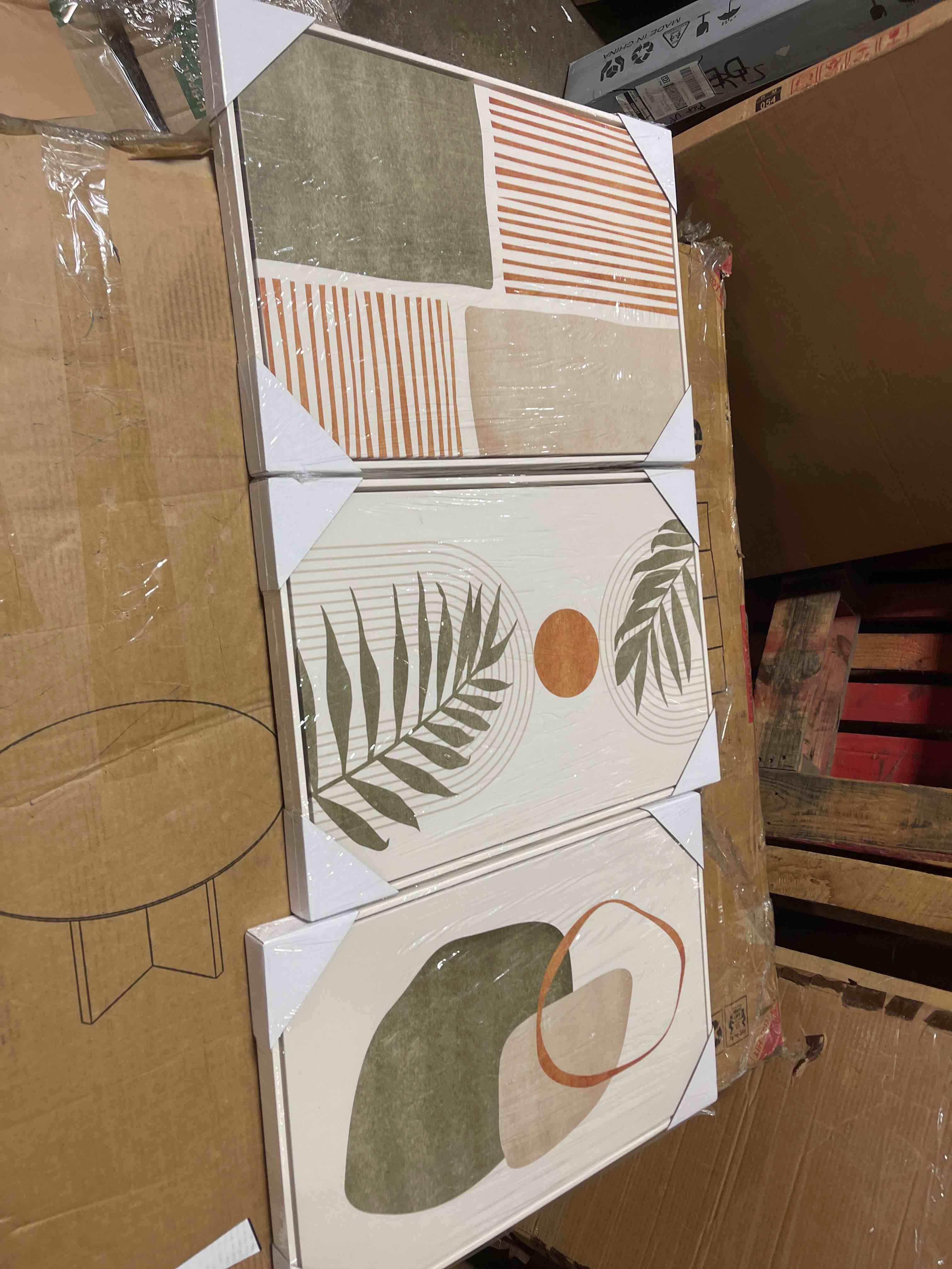 Condition photo showing New/Like New for 3-piece tropical leaf canvas prints modern boho wall art